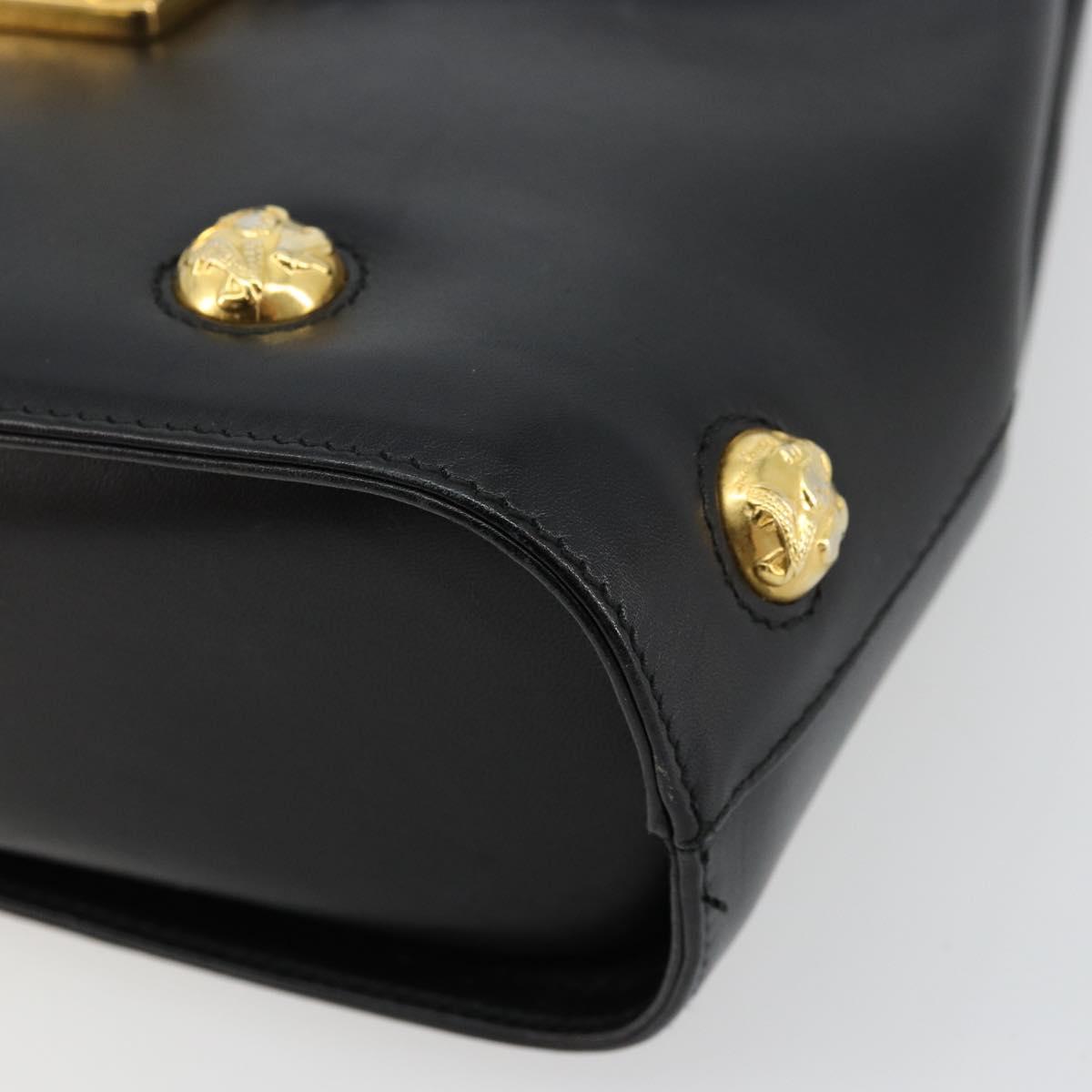 Salvatore Ferragamo Shoulder Bag Leather Black Gold Auth kk677