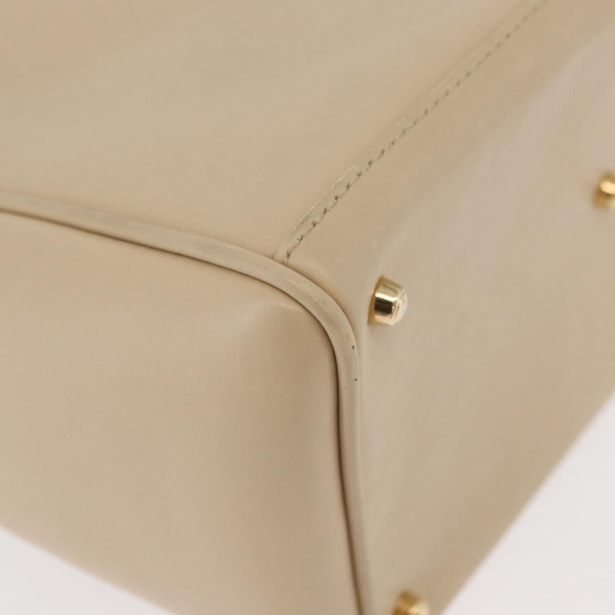 GUCCI Bamboo Hand Bag Leather 2way Beige Gold 000 2122 0316 Auth kk679