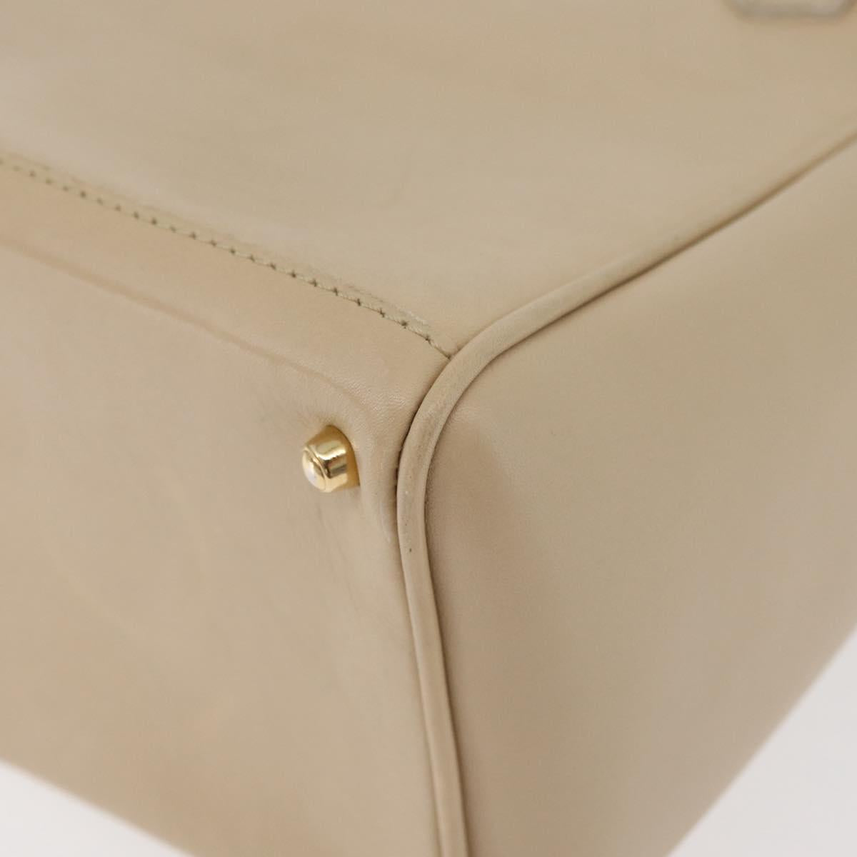 GUCCI Bamboo Hand Bag Leather 2way Beige Gold 000 2122 0316 Auth kk679