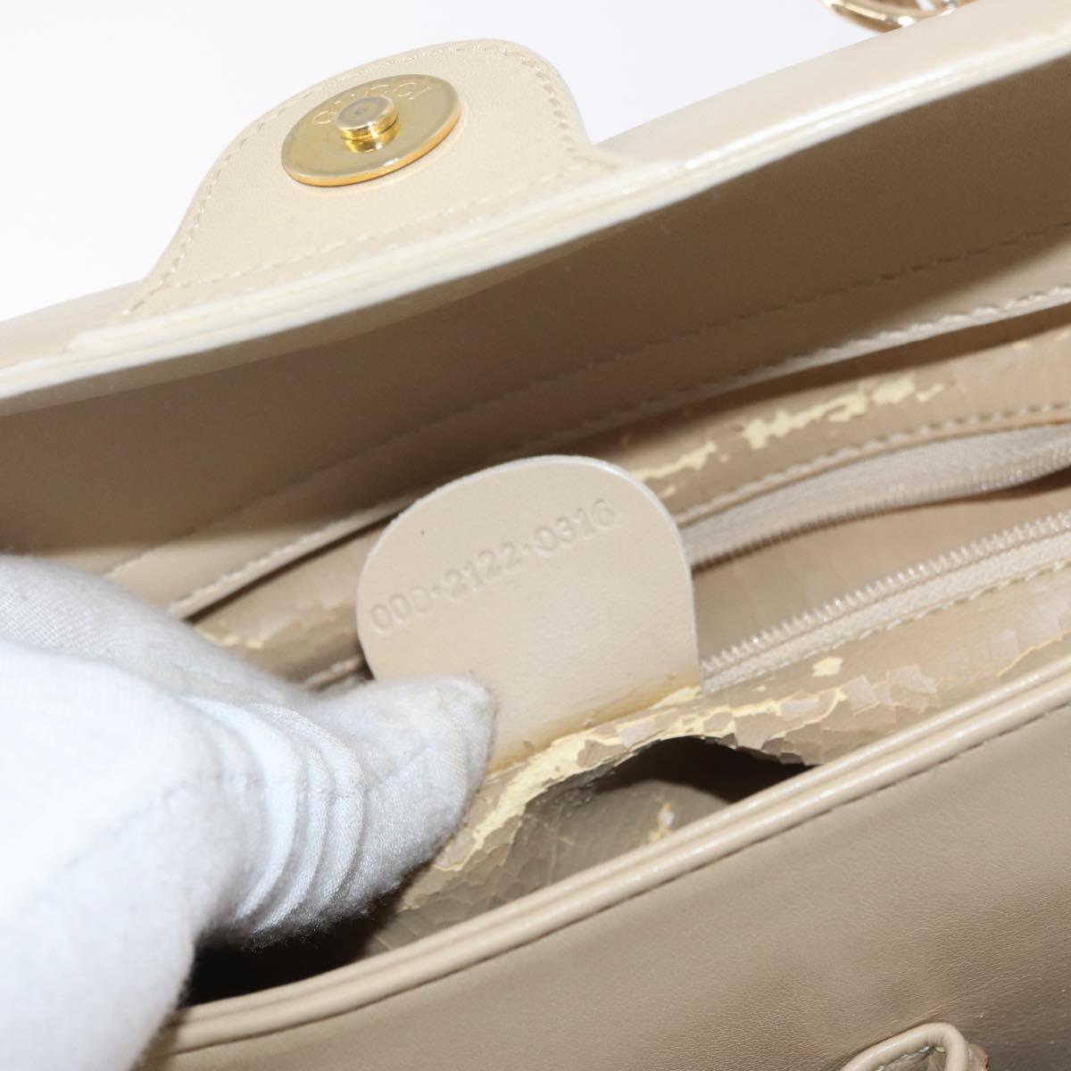 GUCCI Bamboo Hand Bag Leather 2way Beige Gold 000 2122 0316 Auth kk679