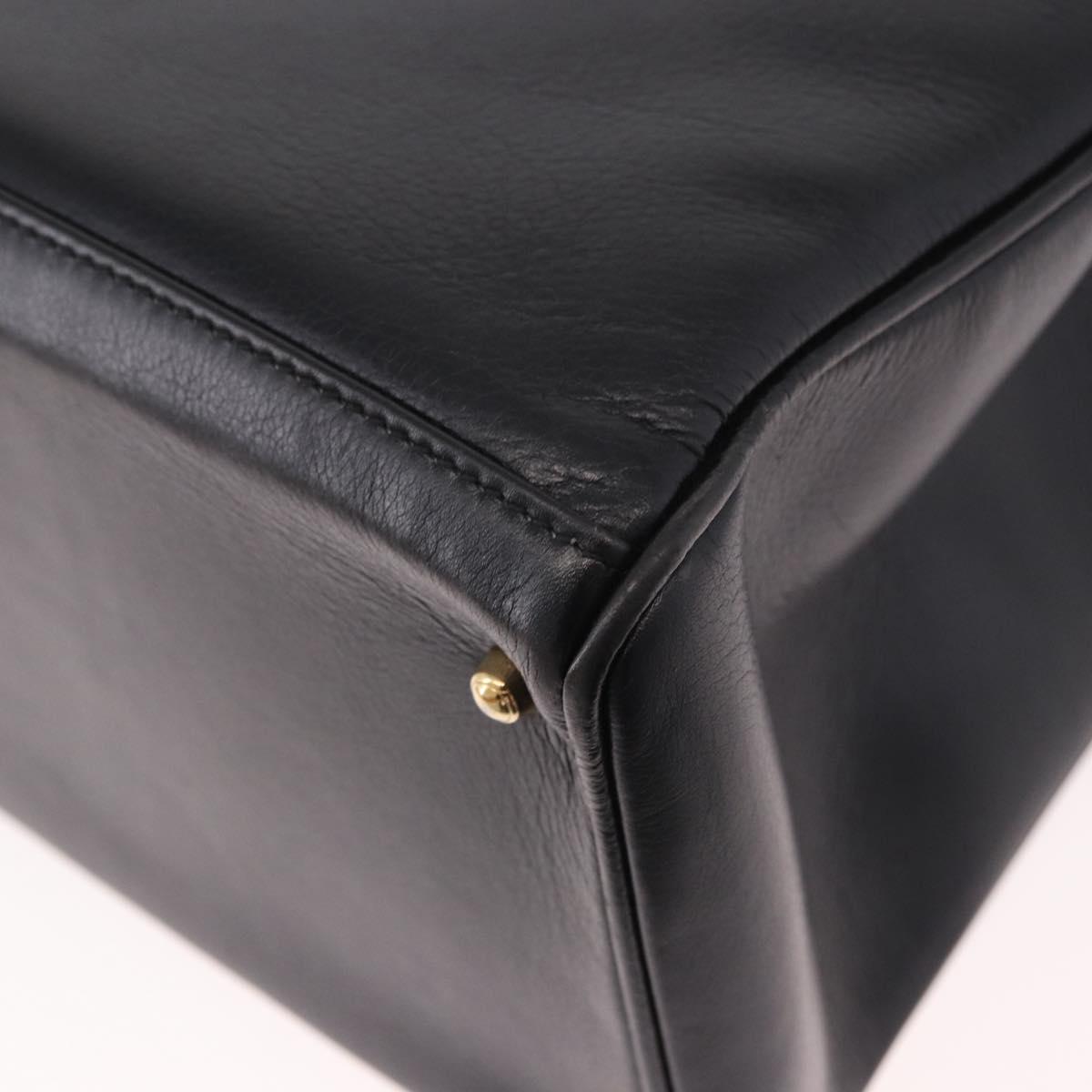 GUCCI Bamboo Hand Bag Leather 2way Black Gold 002 2855 0322 0 Auth kk684