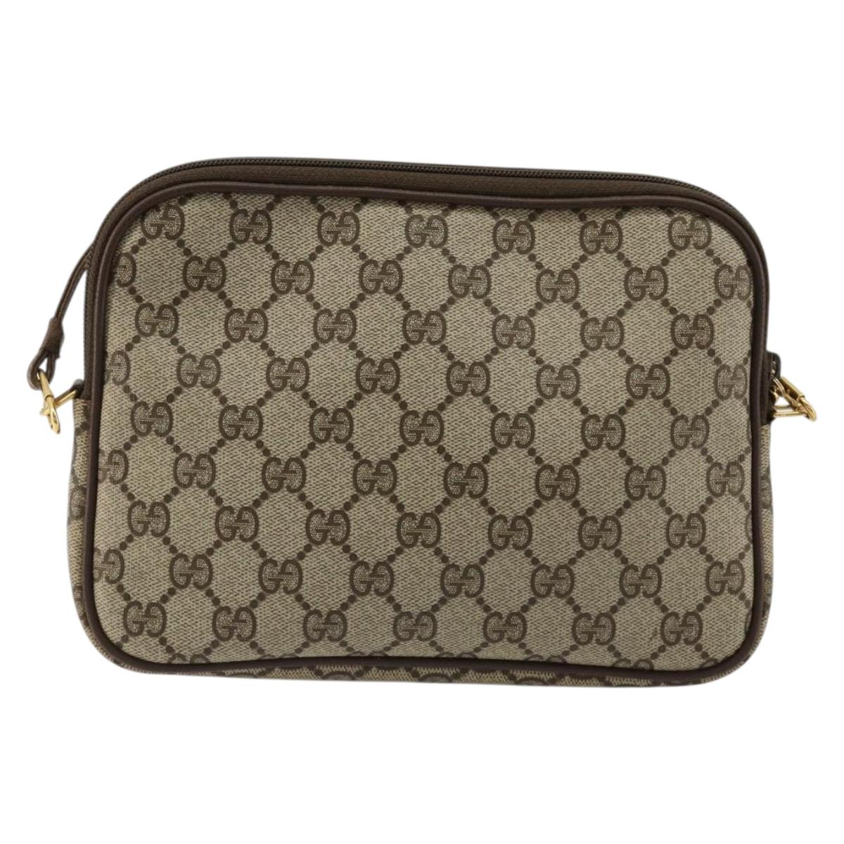 GUCCI GG Supreme Shoulder Bag PVC Beige Gold 97 02 068 Auth kk685