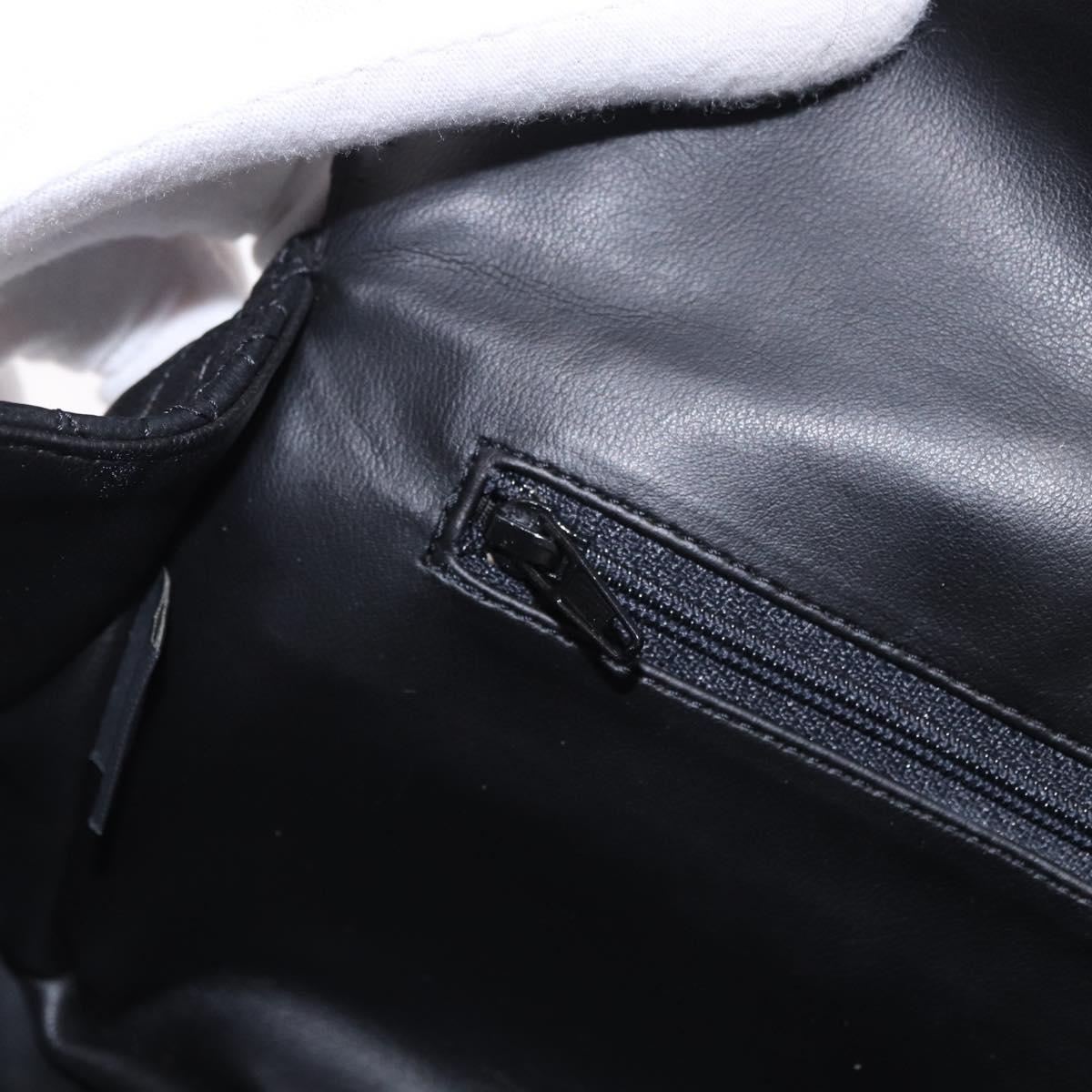 BALLY Chain Shoulder Bag Leather Black Gold Auth kk688A