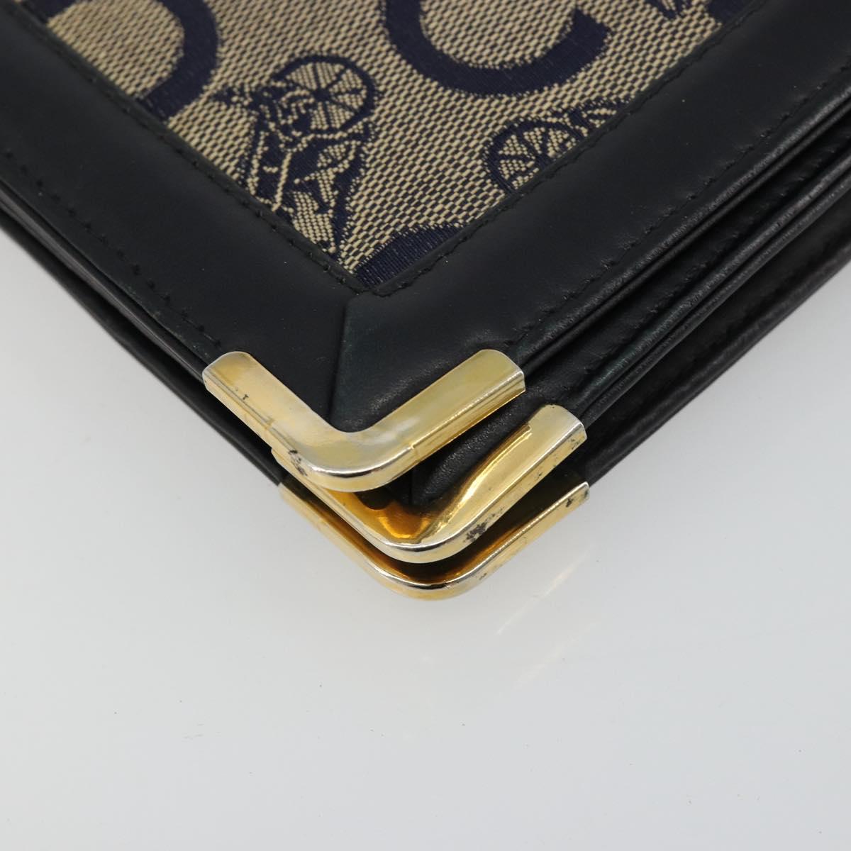 CELINE C Sulky Shoulder Bag Canvas Navy Gold Auth kk689