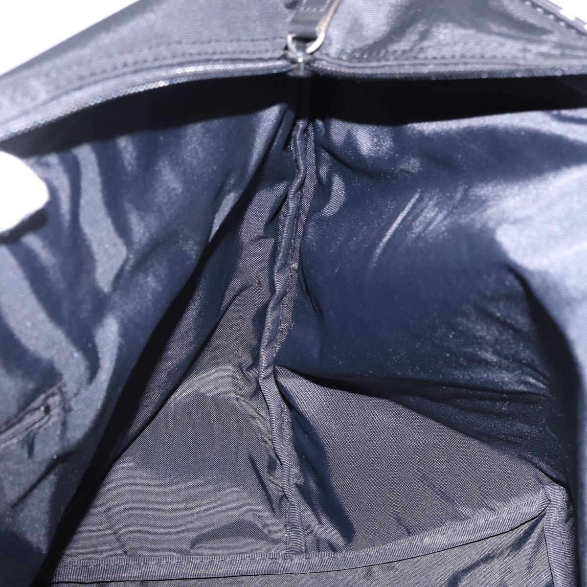 Burberrys Nova Check Blue Label Tote Bag Nylon Black Silver Auth kk690A