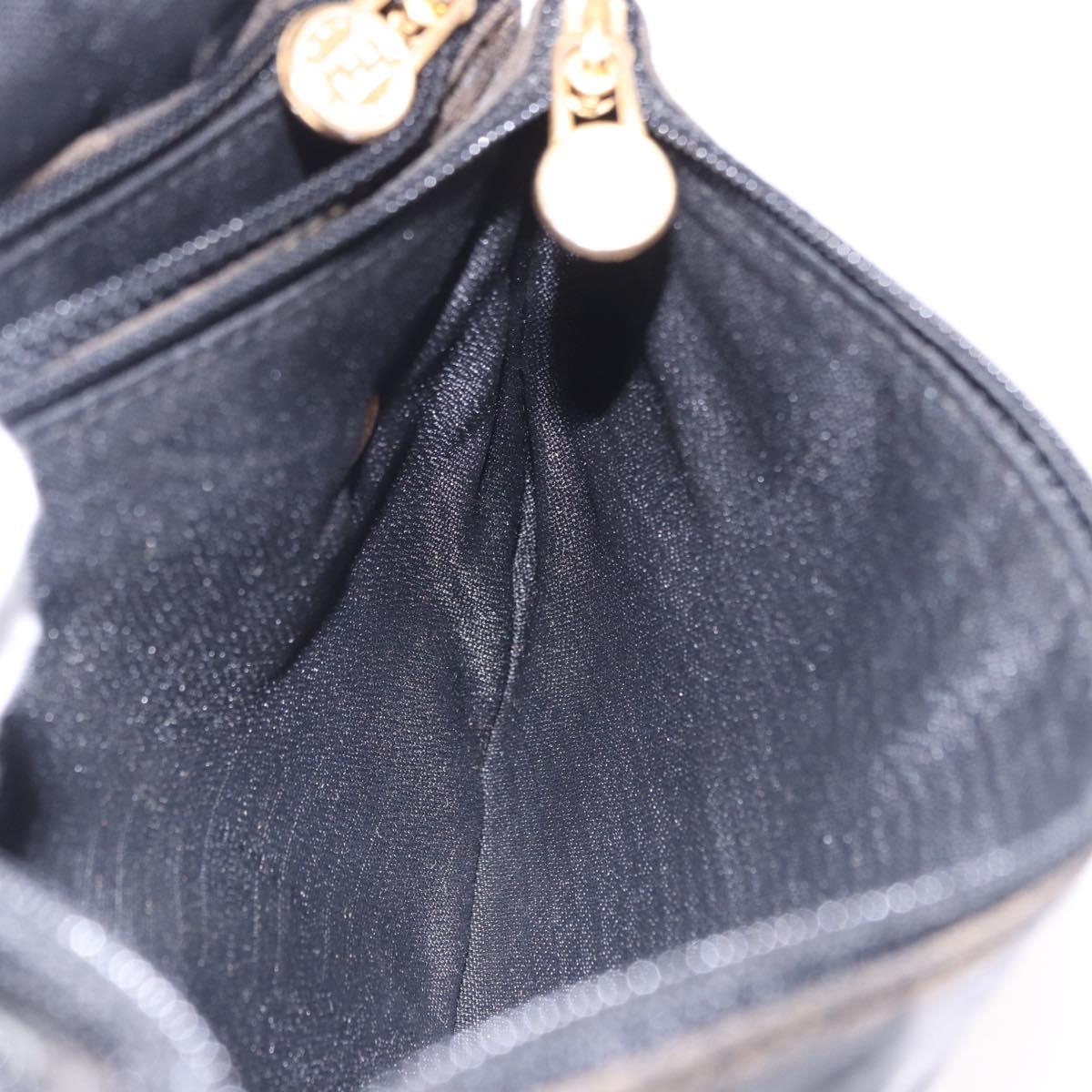 FENDI Pecan Canvas Shoulder Bag PVC Black Brown Auth kk691