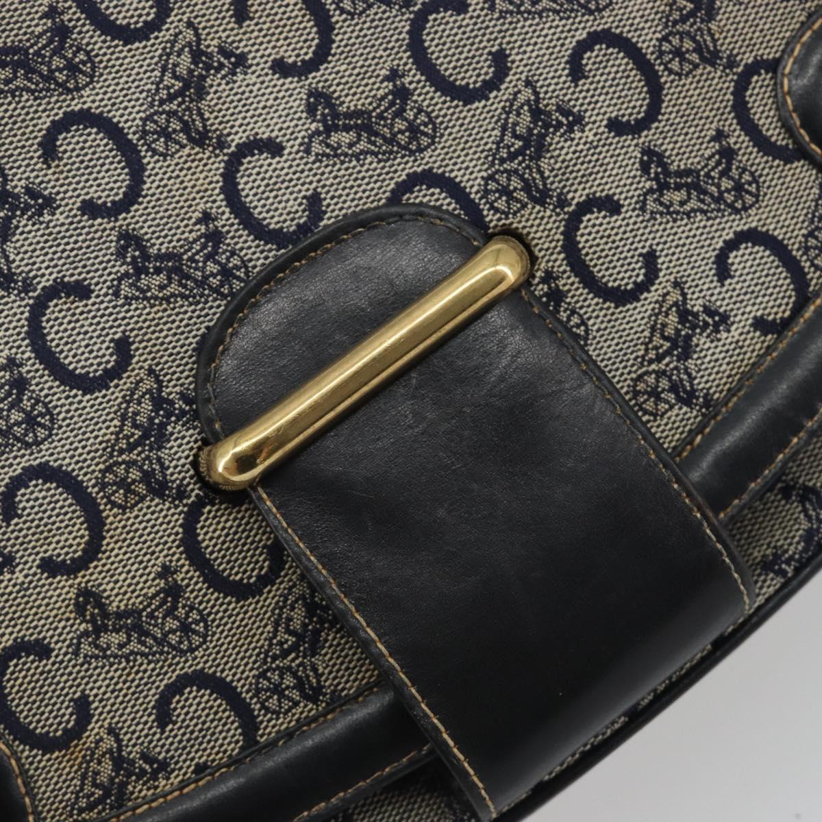 CELINE C Sulky Shoulder Bag Canvas Navy Gold Auth kk693