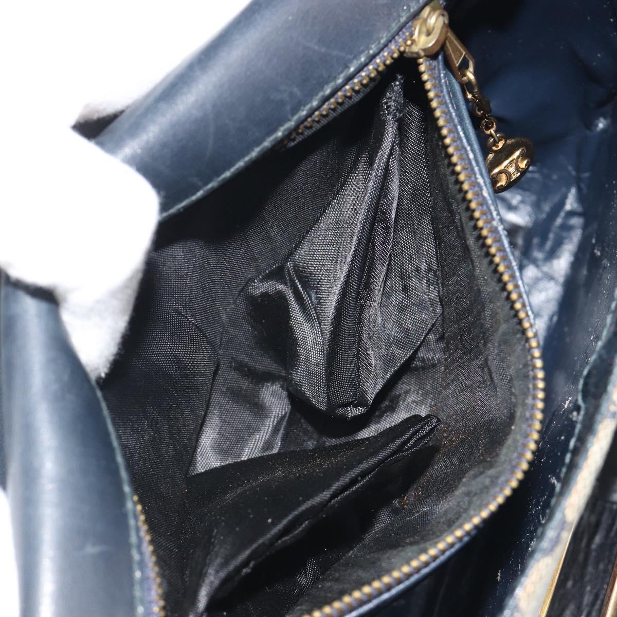 CELINE C Sulky Shoulder Bag Canvas Navy Gold Auth kk693