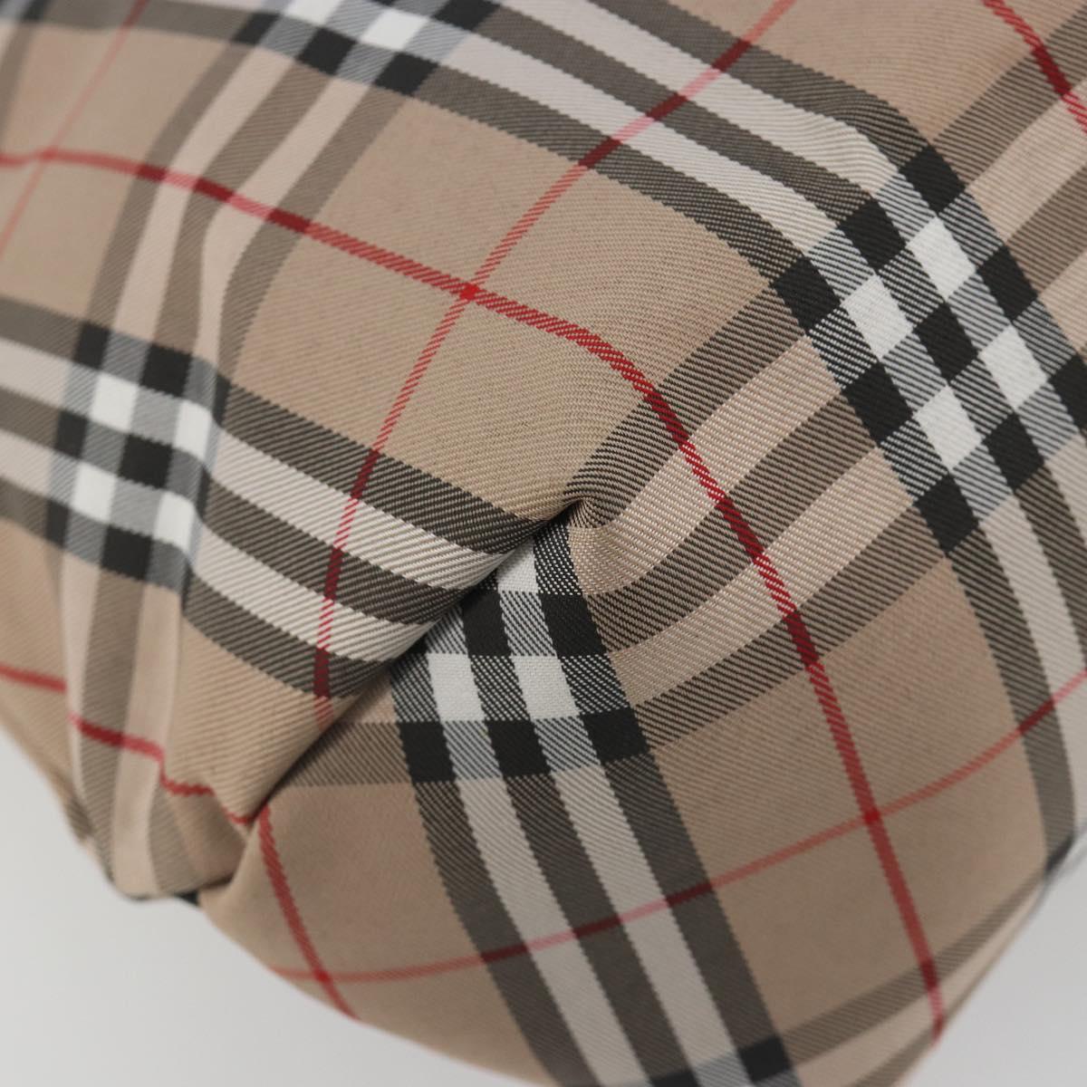 BURBERRY Nova Check Tote Bag Nylon Beige Silver Auth kk695A