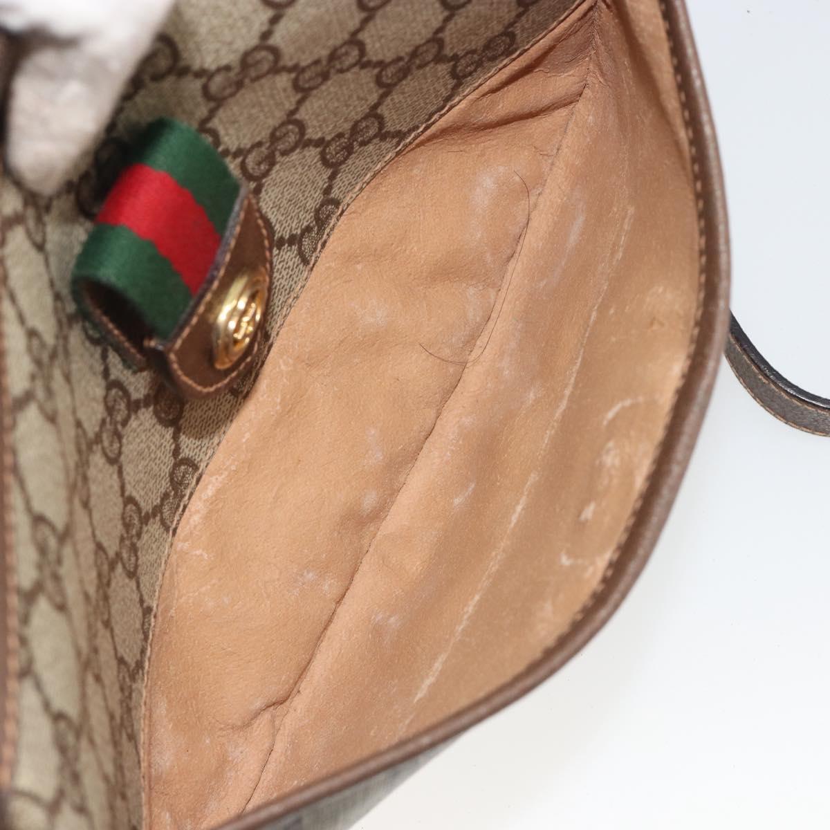 GUCCI GG Supreme Web Sherry Line Bag PVC Beige Gold 89 02 032 Auth kk699