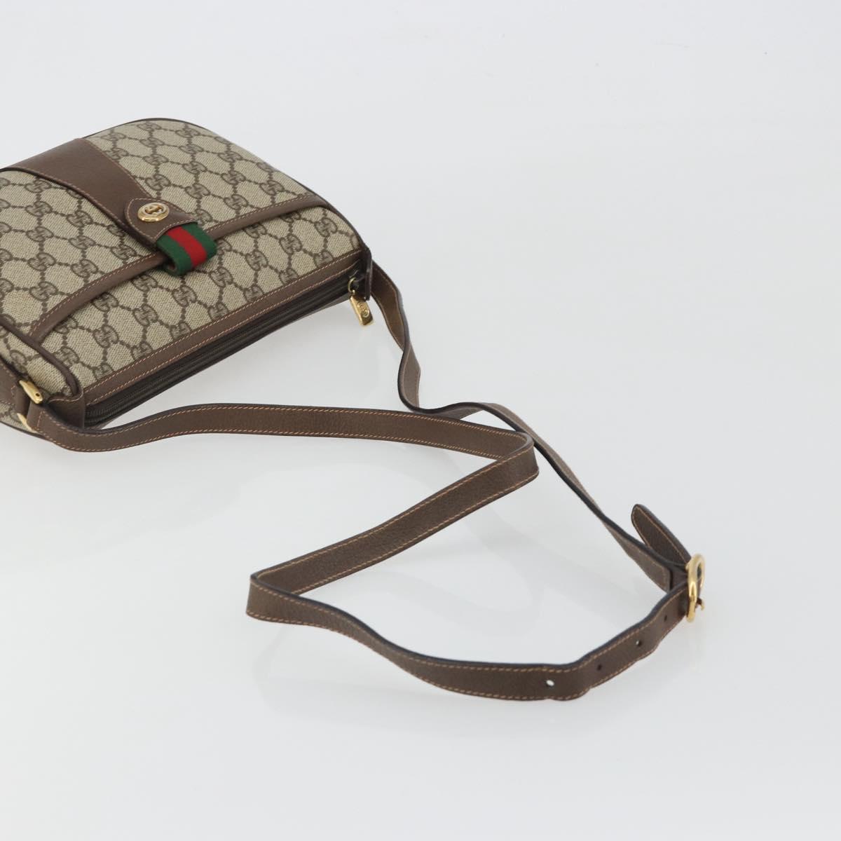 GUCCI GG Supreme Web Sherry Line Bag PVC Beige Gold 89 02 032 Auth kk699