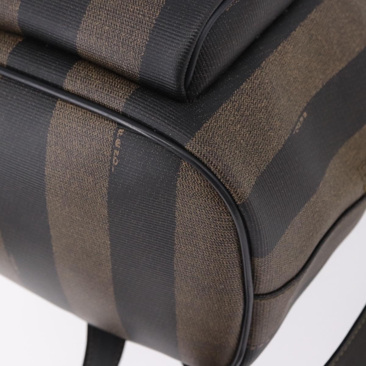 FENDI Pecan Canvas Backpack PVC Black Brown Auth kk700