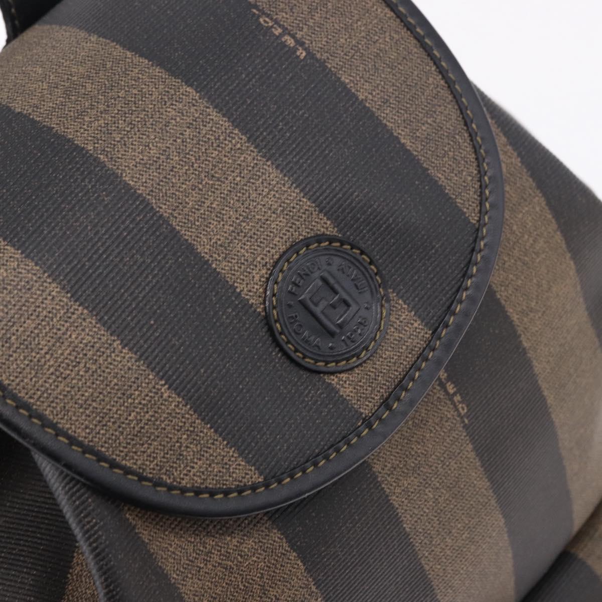 FENDI Pecan Canvas Backpack PVC Black Brown Auth kk700