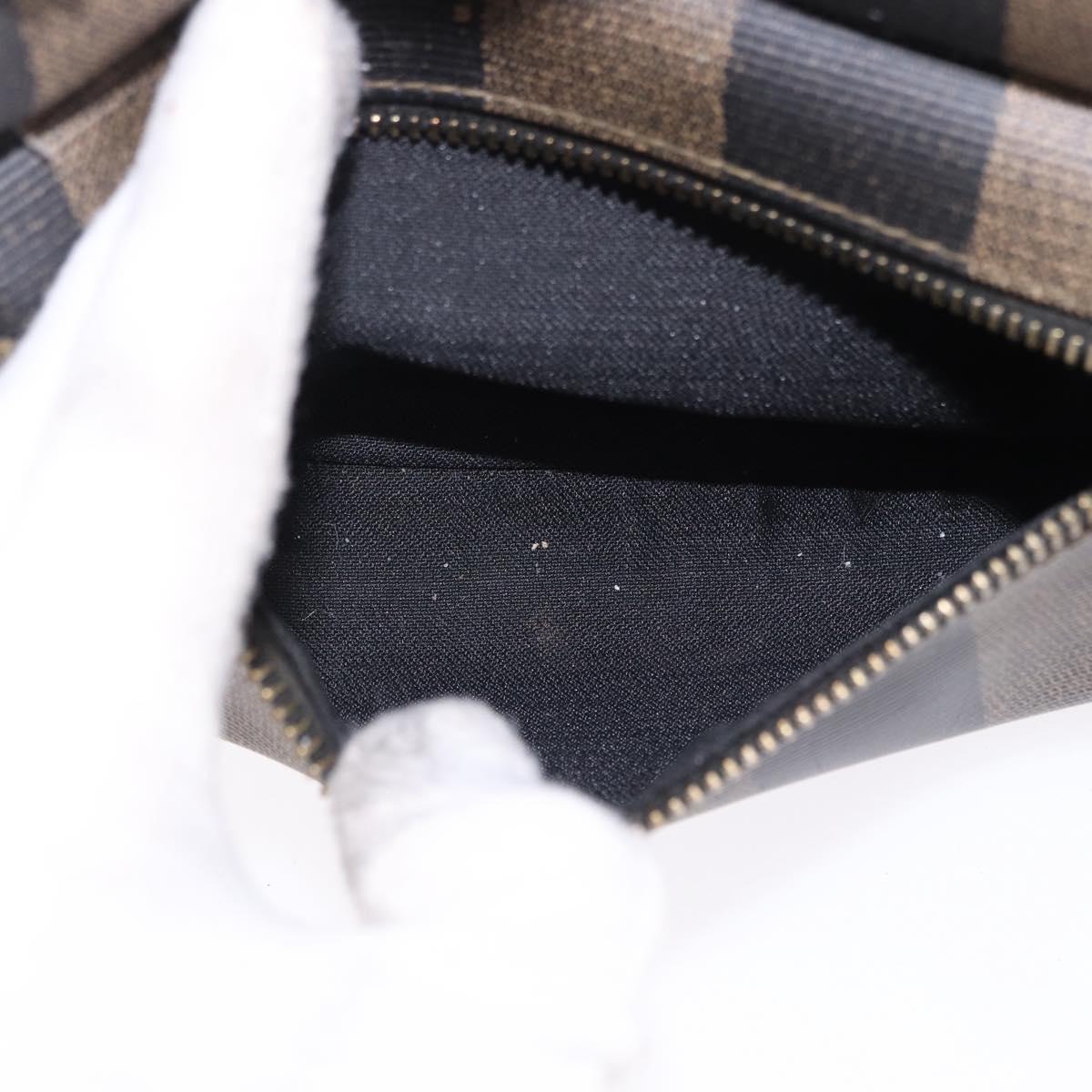 FENDI Pecan Canvas Backpack PVC Black Brown Auth kk700