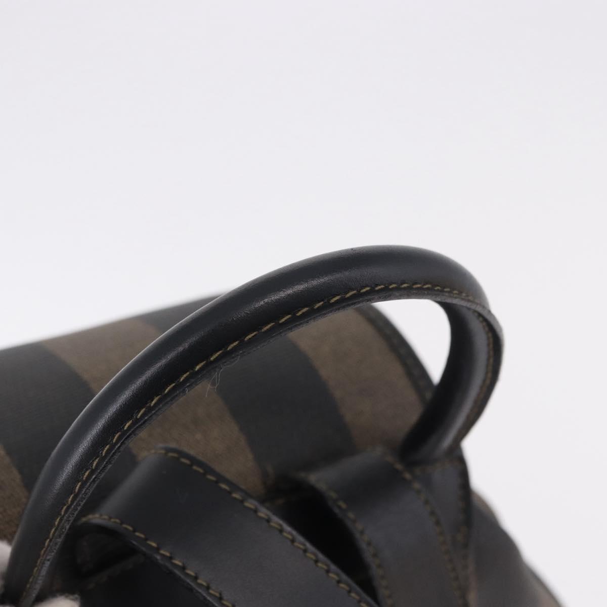 FENDI Pecan Canvas Backpack PVC Black Brown Auth kk700