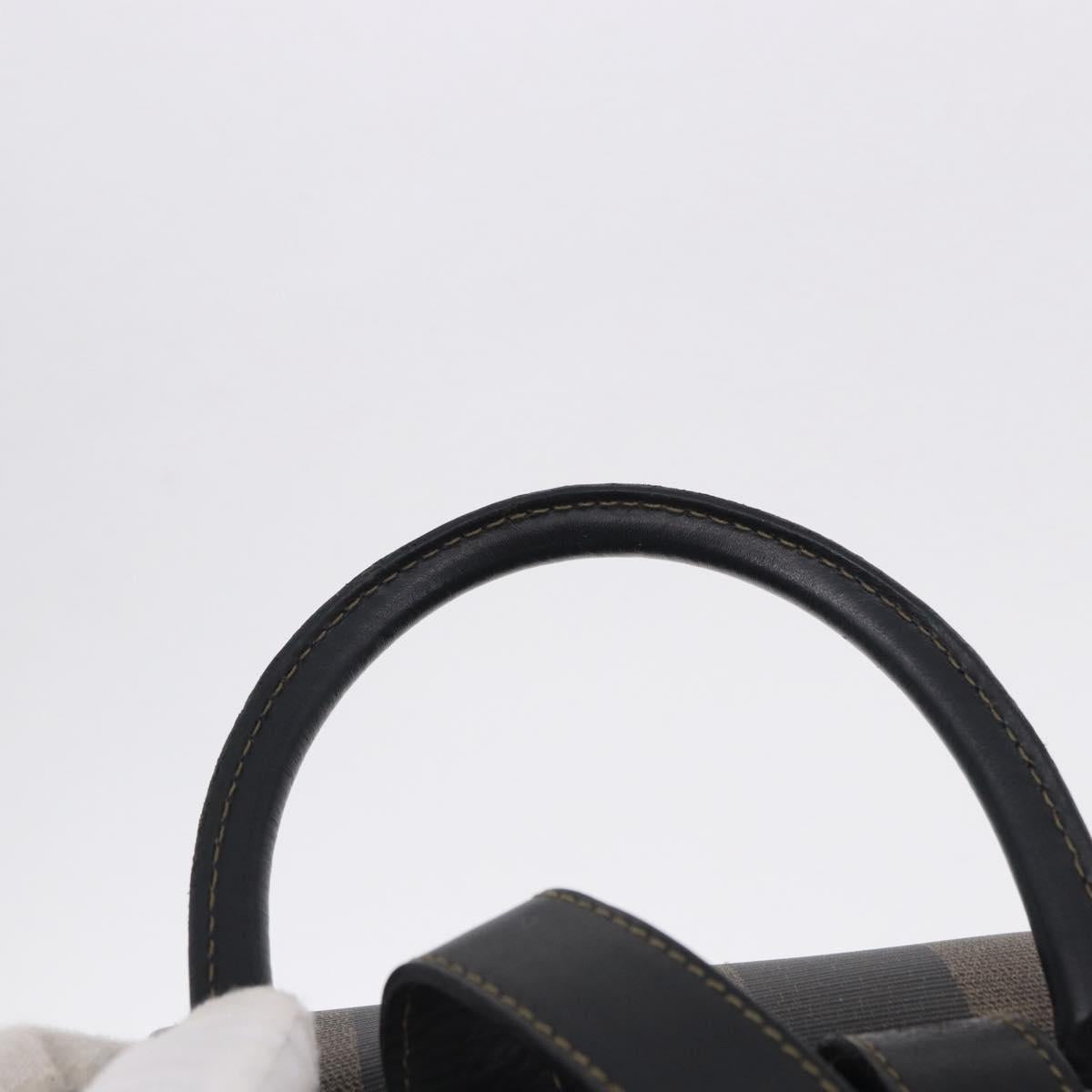 FENDI Pecan Canvas Backpack PVC Black Brown Auth kk700