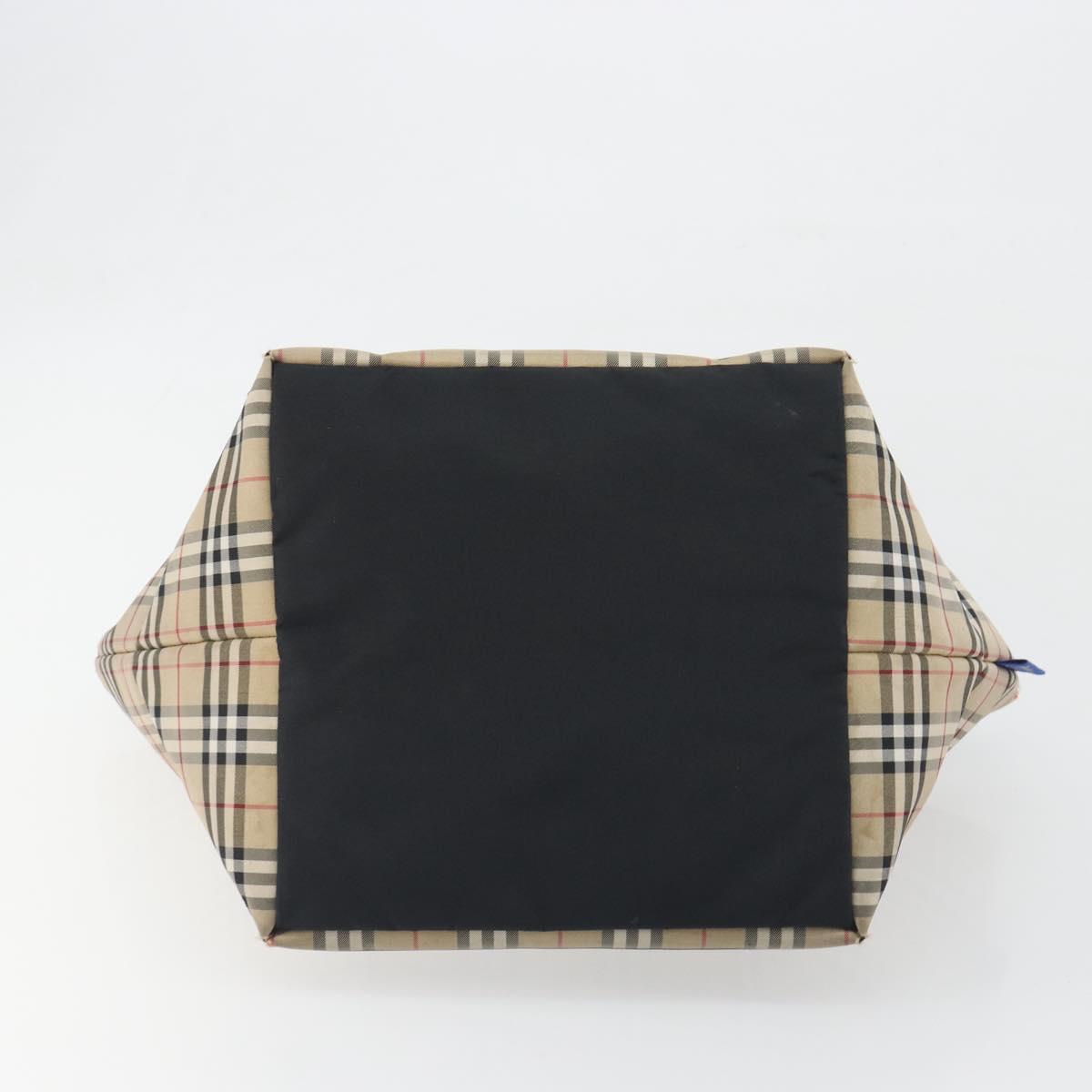 Burberrys Nova Check Blue Label Tote Bag Canvas Beige Auth kk702