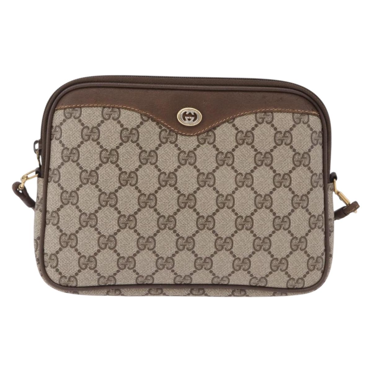 GUCCI GG Supreme Shoulder Bag PVC Beige Gold 56 02 068 Auth kk705