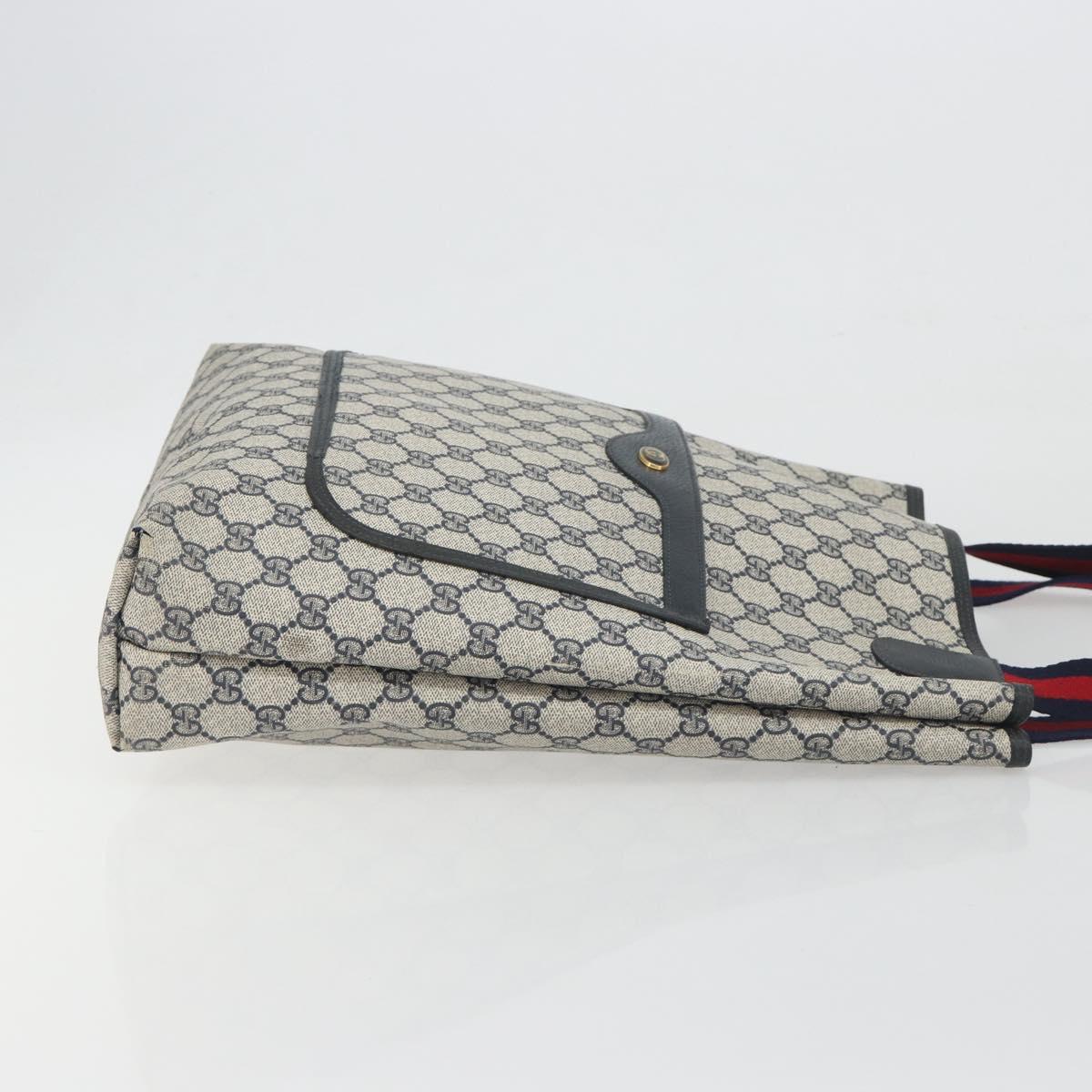 GUCCI GG Supreme Sherry Line Tote Bag PVC Navy Gold 39 02 003 Auth kk706