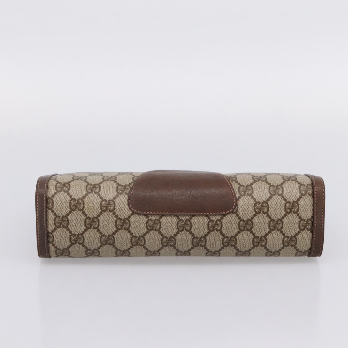 GUCCI GG Supreme Web Sherry Line Clutch Bag PVC Beige Gold 156 01 033 Auth kk710