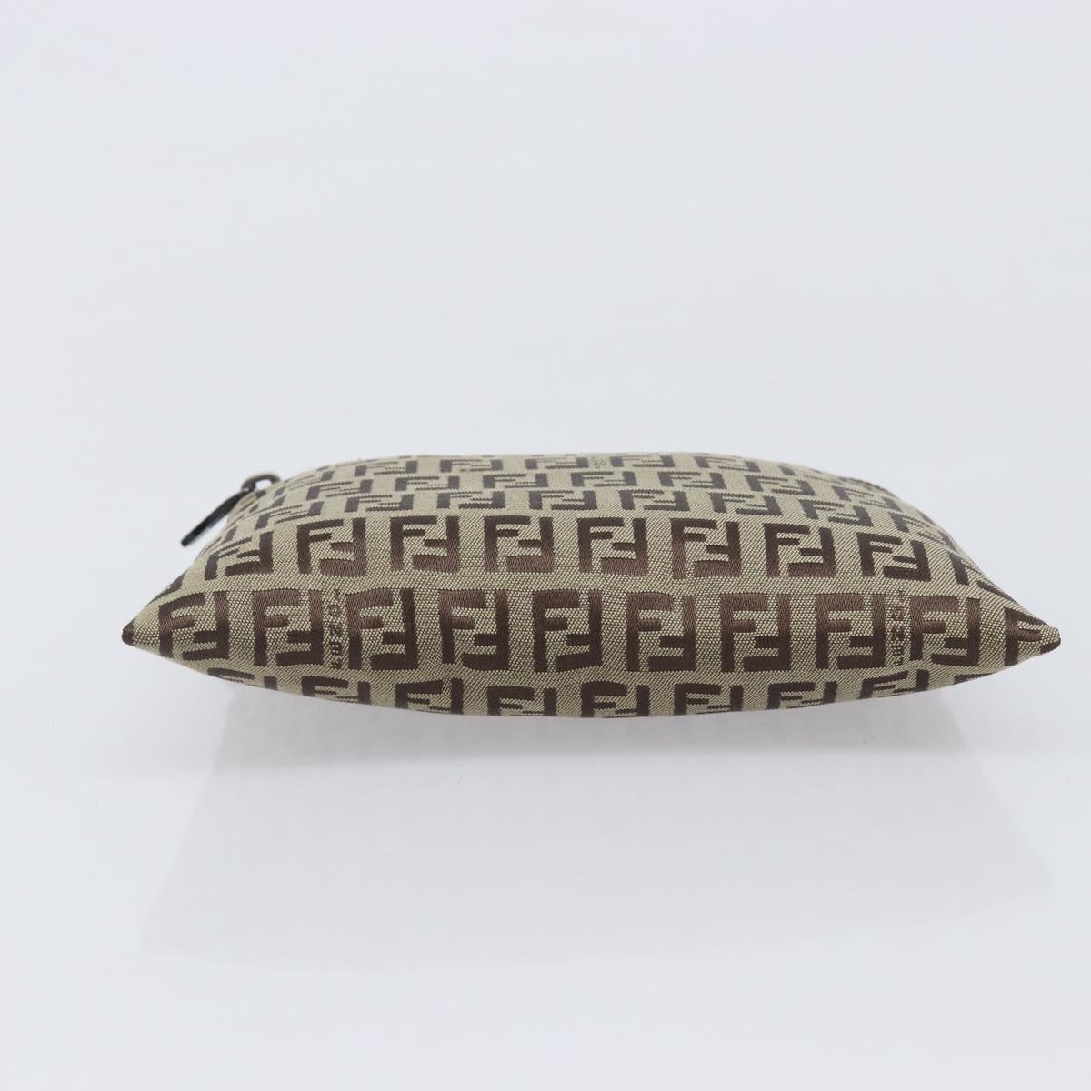 FENDI Zucchino Canvas Pouch Beige Auth kk712A