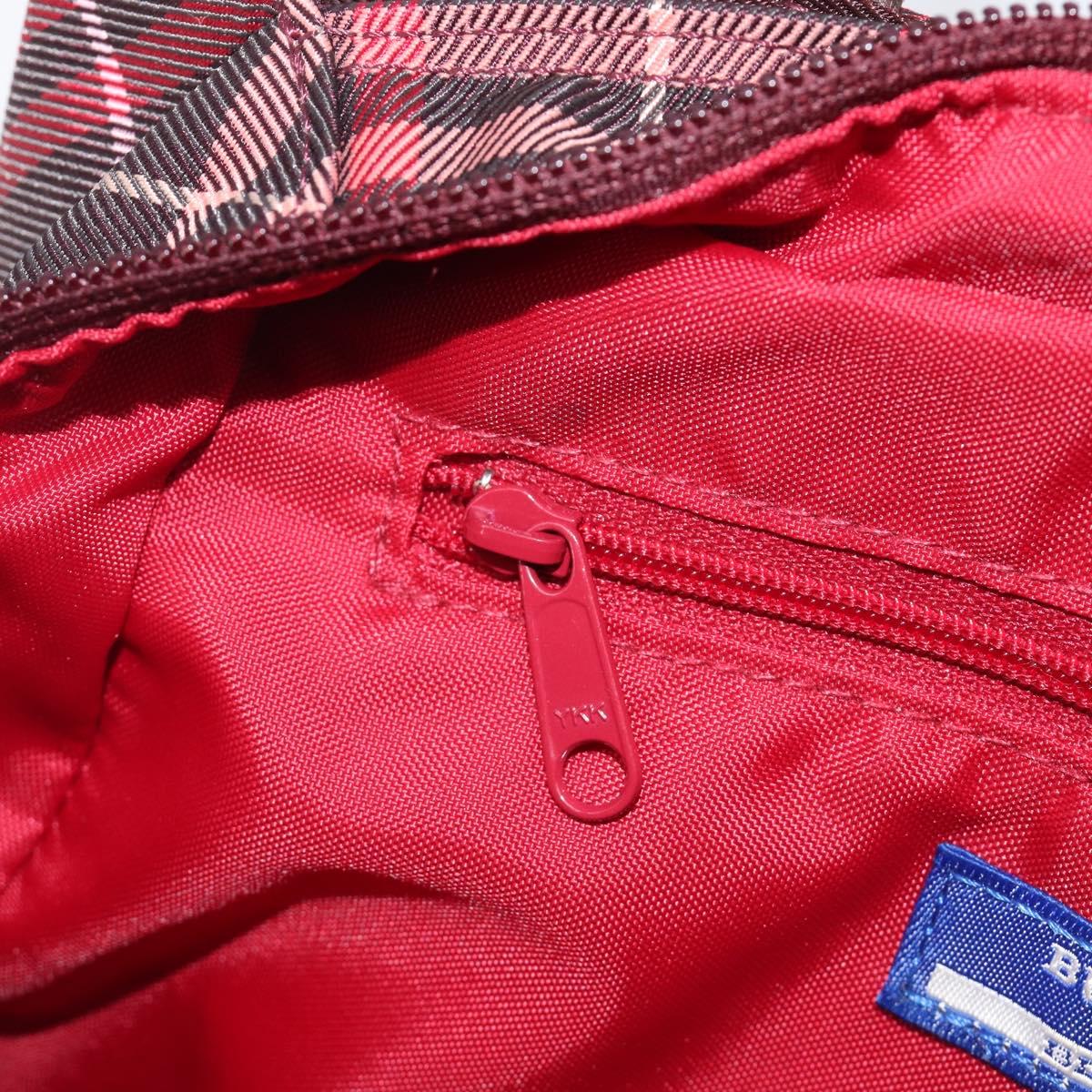 BURBERRY Nova Check Hand Bag Canvas Red Silver Auth kk713