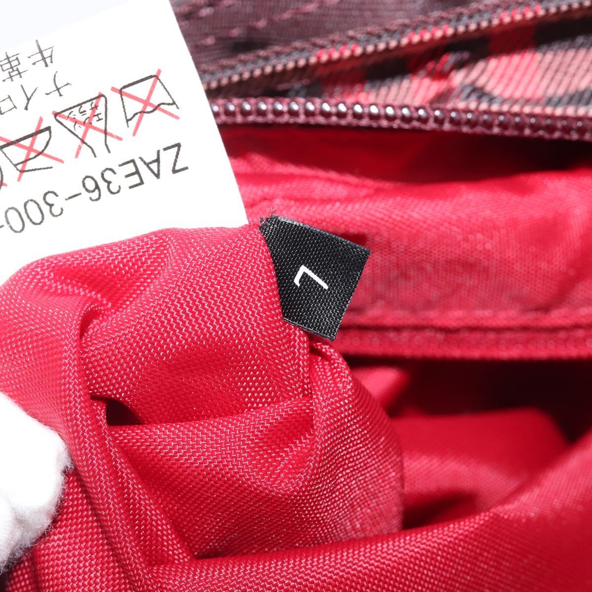 BURBERRY Nova Check Hand Bag Canvas Red Silver Auth kk713