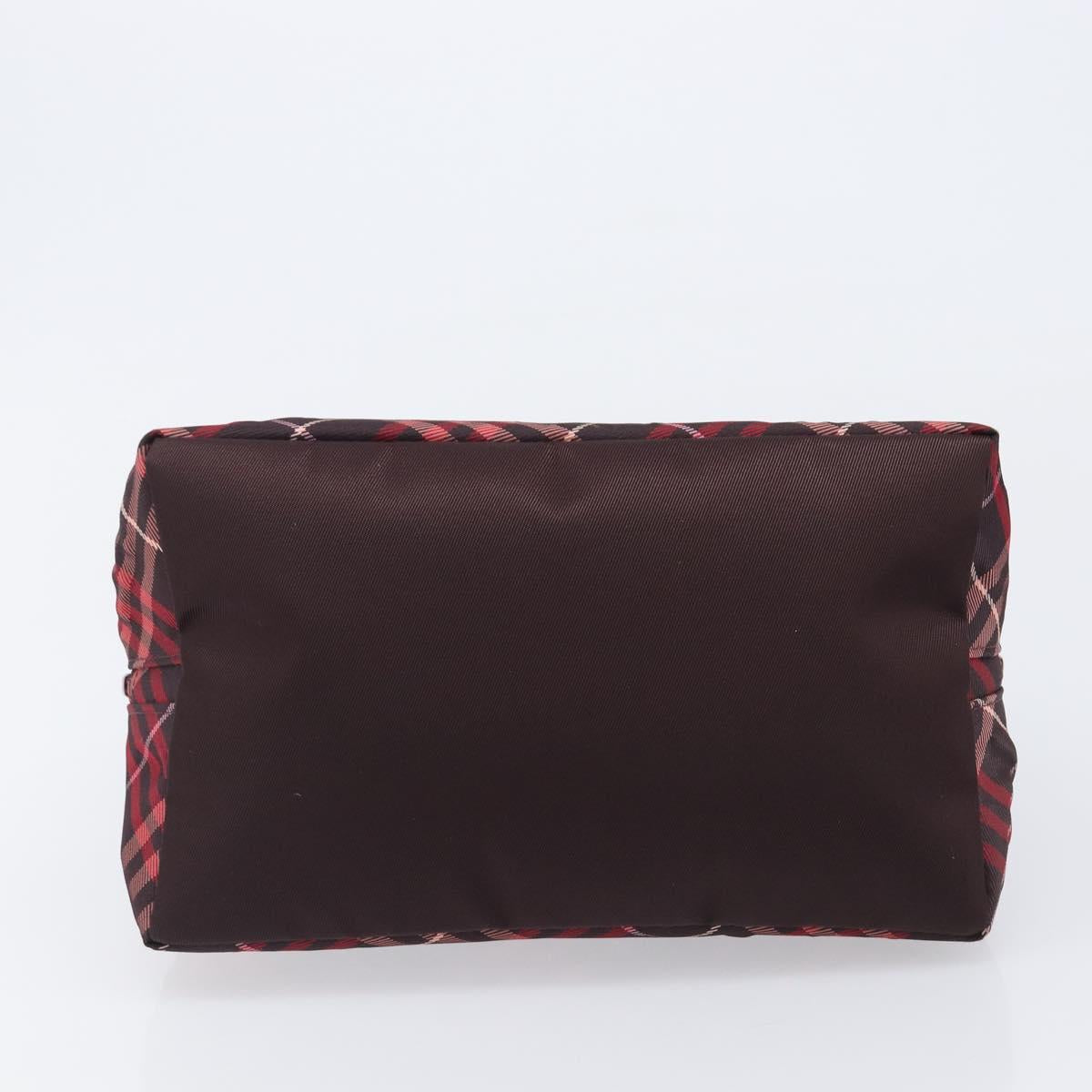 BURBERRY Nova Check Hand Bag Canvas Red Silver Auth kk713