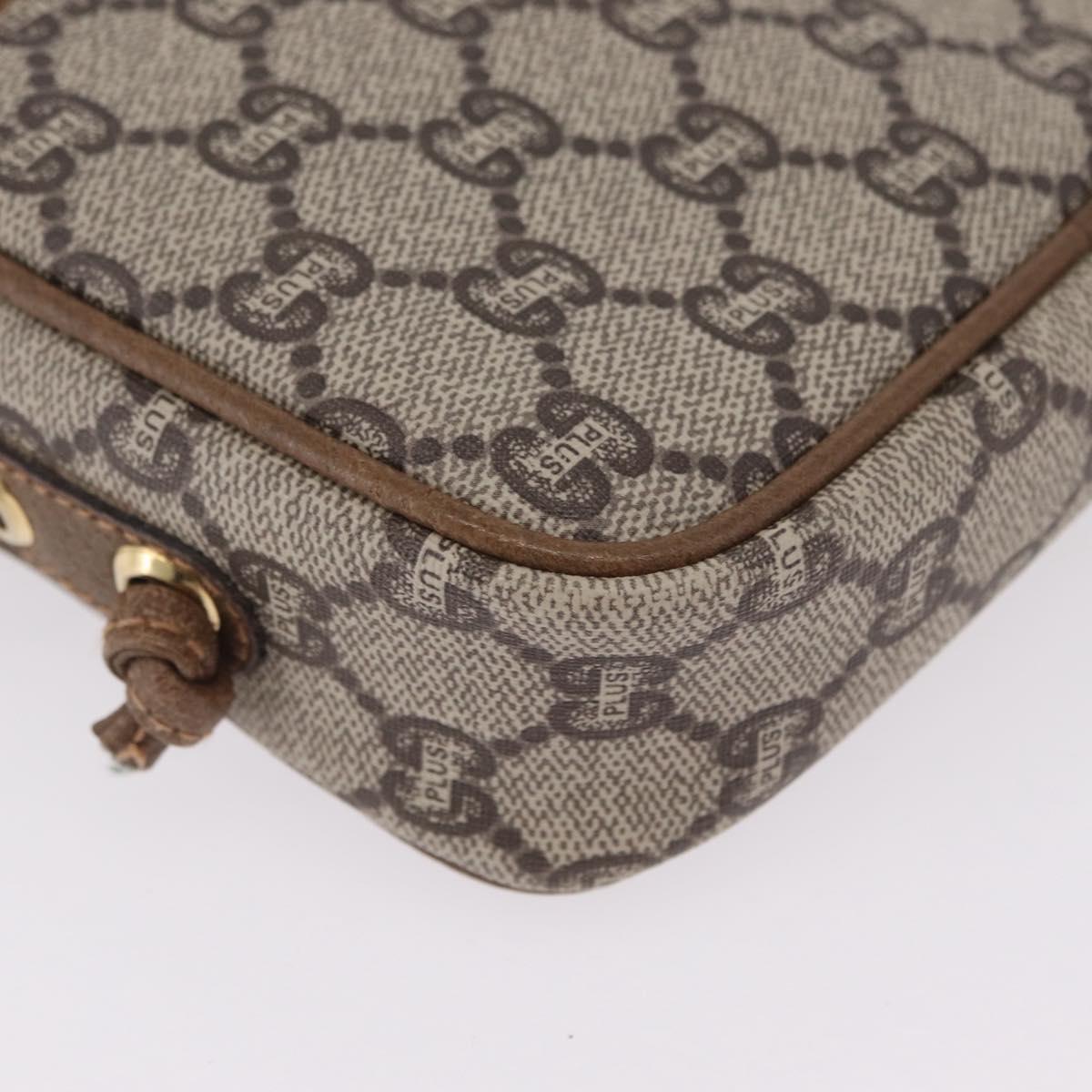 GUCCI GUCCI Plus Shoulder Bag PVC Leather Beige Gold Tone Auth kk714