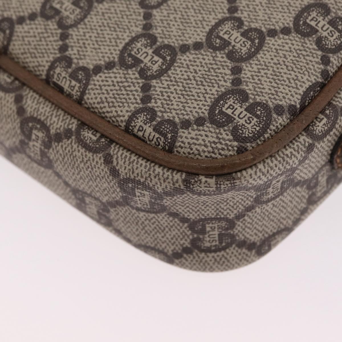 GUCCI GUCCI Plus Shoulder Bag PVC Leather Beige Gold Tone Auth kk714