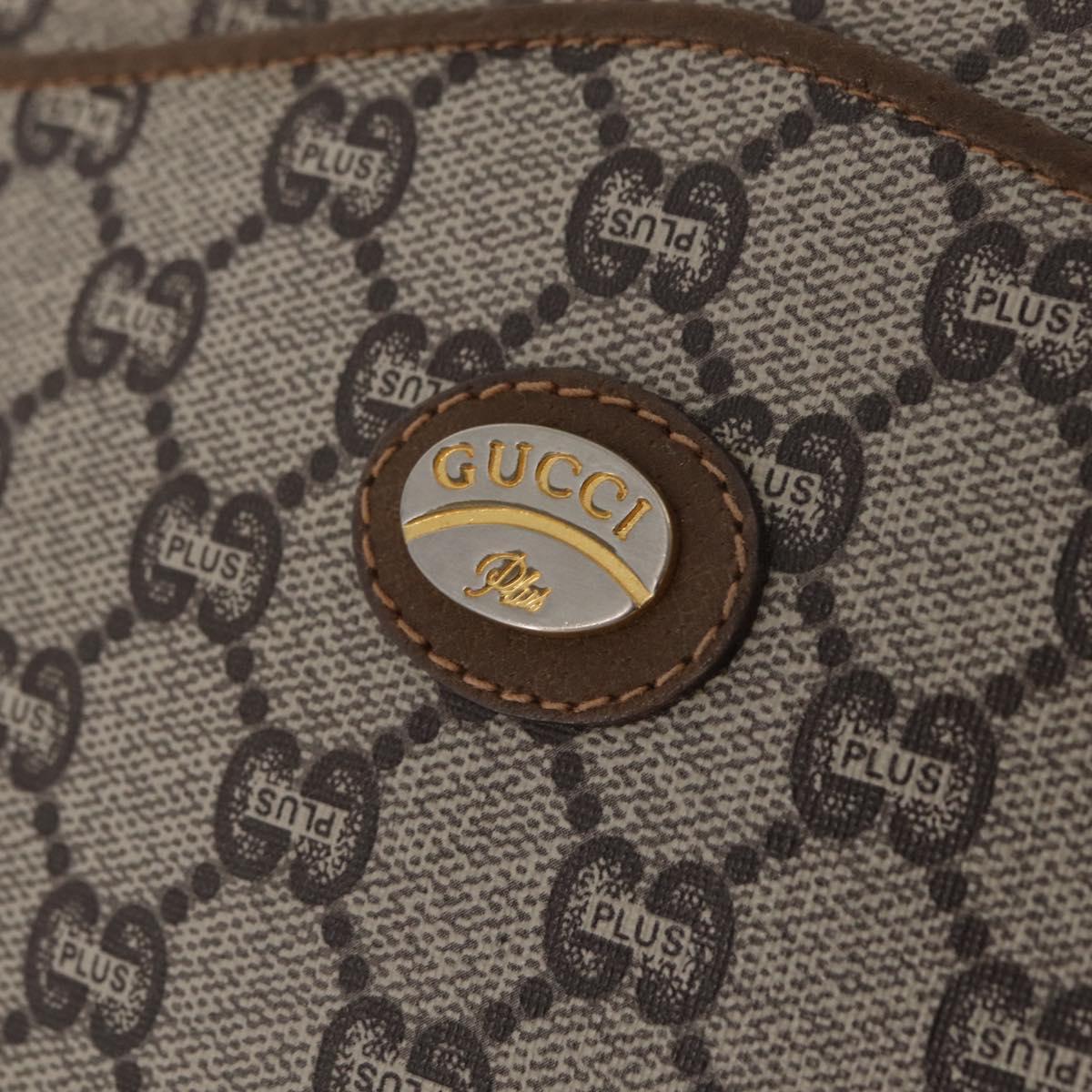 GUCCI GUCCI Plus Shoulder Bag PVC Leather Beige Gold Tone Auth kk714