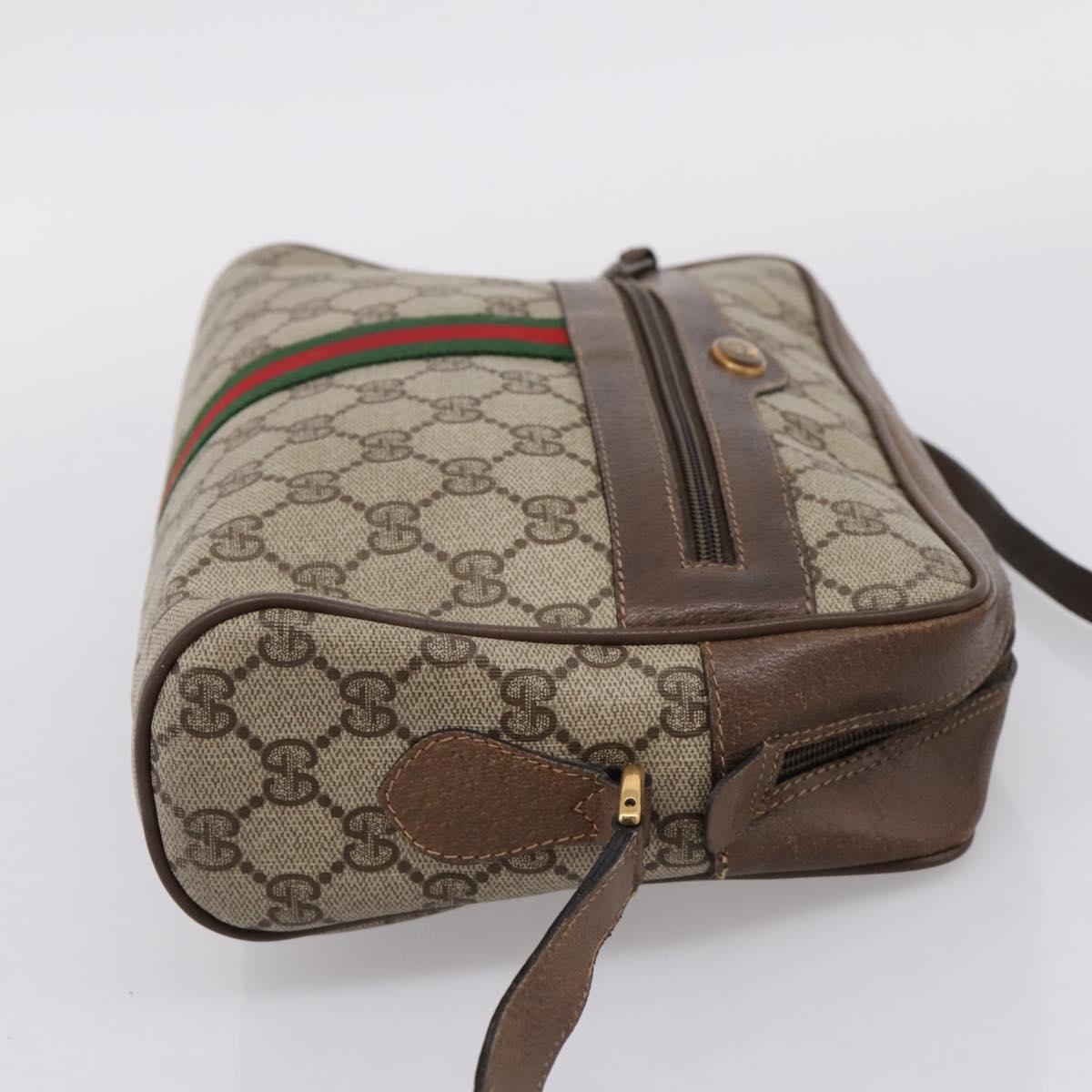 GUCCI GG Supreme Web Sherry Line Shoulder Bag PVC Beige 56 02 005 Auth kk715