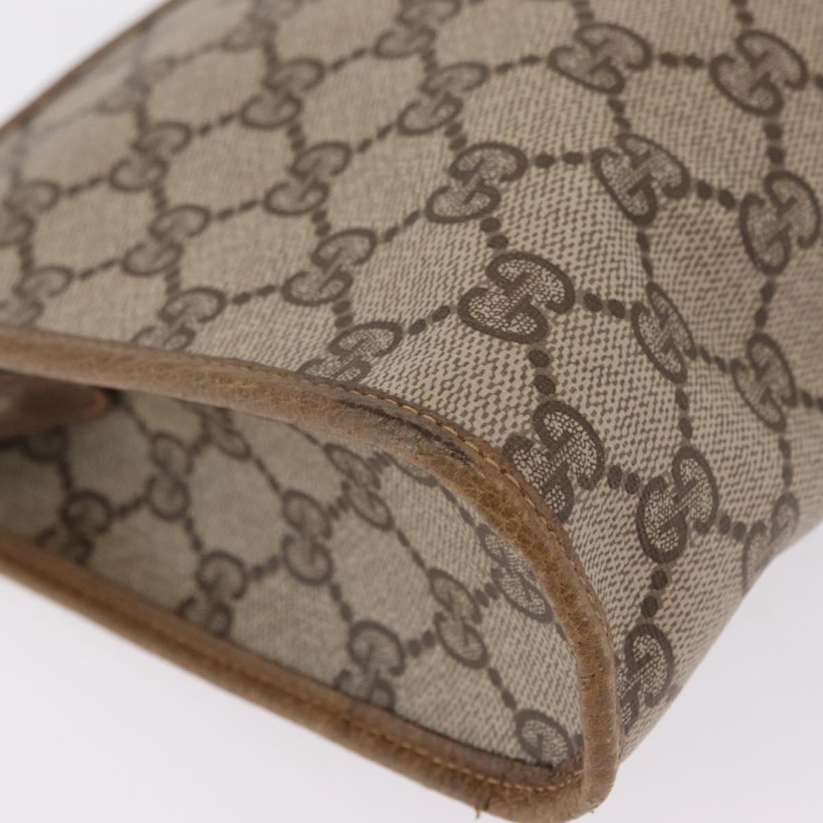 GUCCI GG Supreme Clutch Bag PVC Beige Gold Tone 97 01 037 Auth kk716