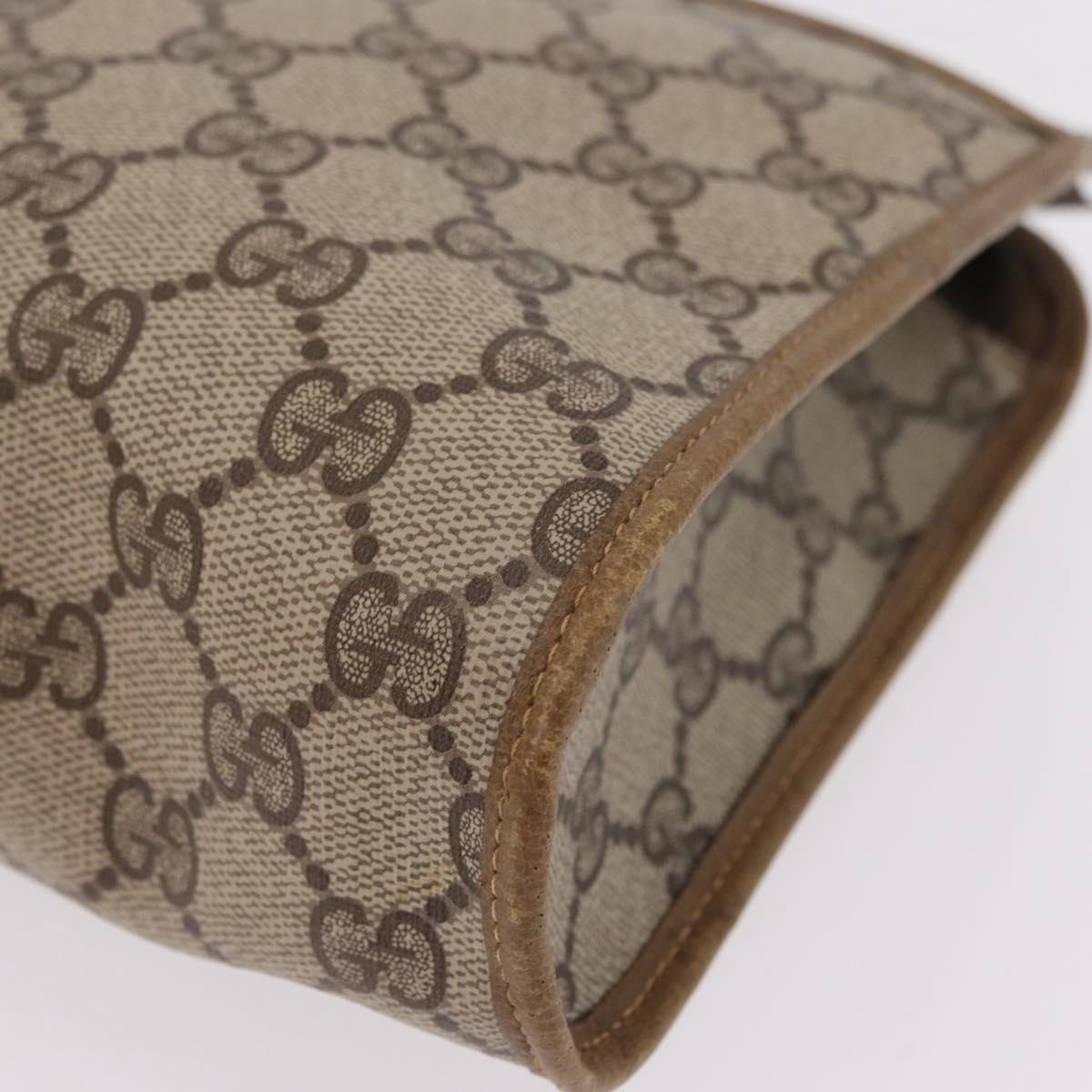 GUCCI GG Supreme Clutch Bag PVC Beige Gold Tone 97 01 037 Auth kk716
