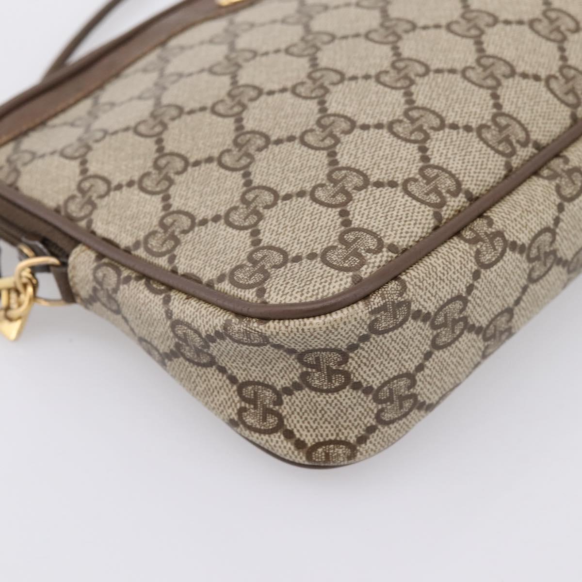 GUCCI GG Supreme Shoulder Bag PVC Beige Gold Tone 119 02 068 Auth kk717