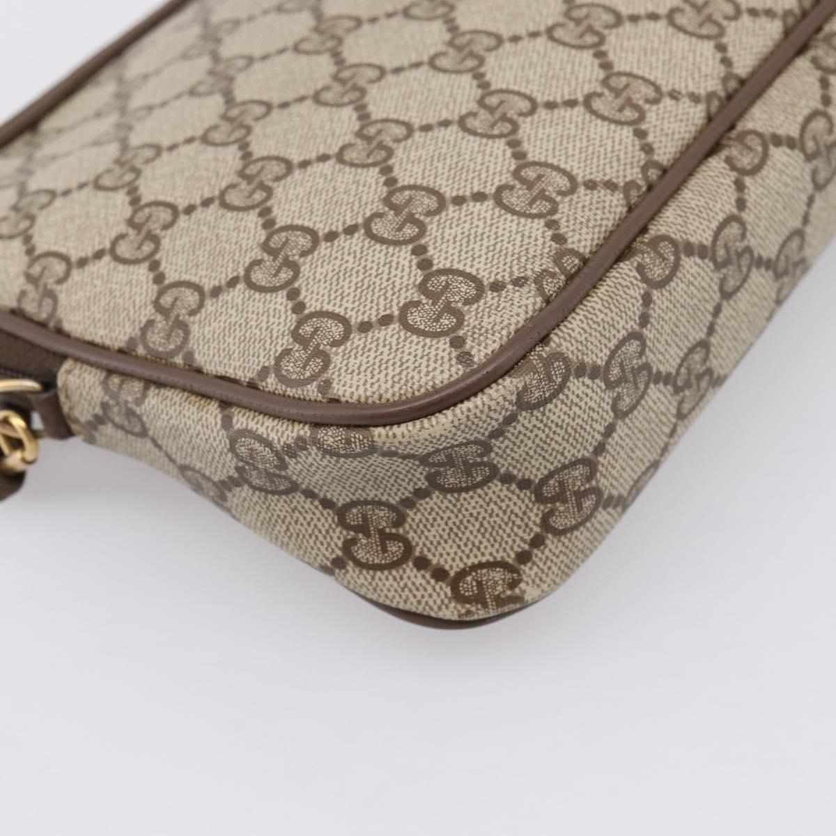 GUCCI GG Supreme Shoulder Bag PVC Beige Gold Tone 119 02 068 Auth kk717