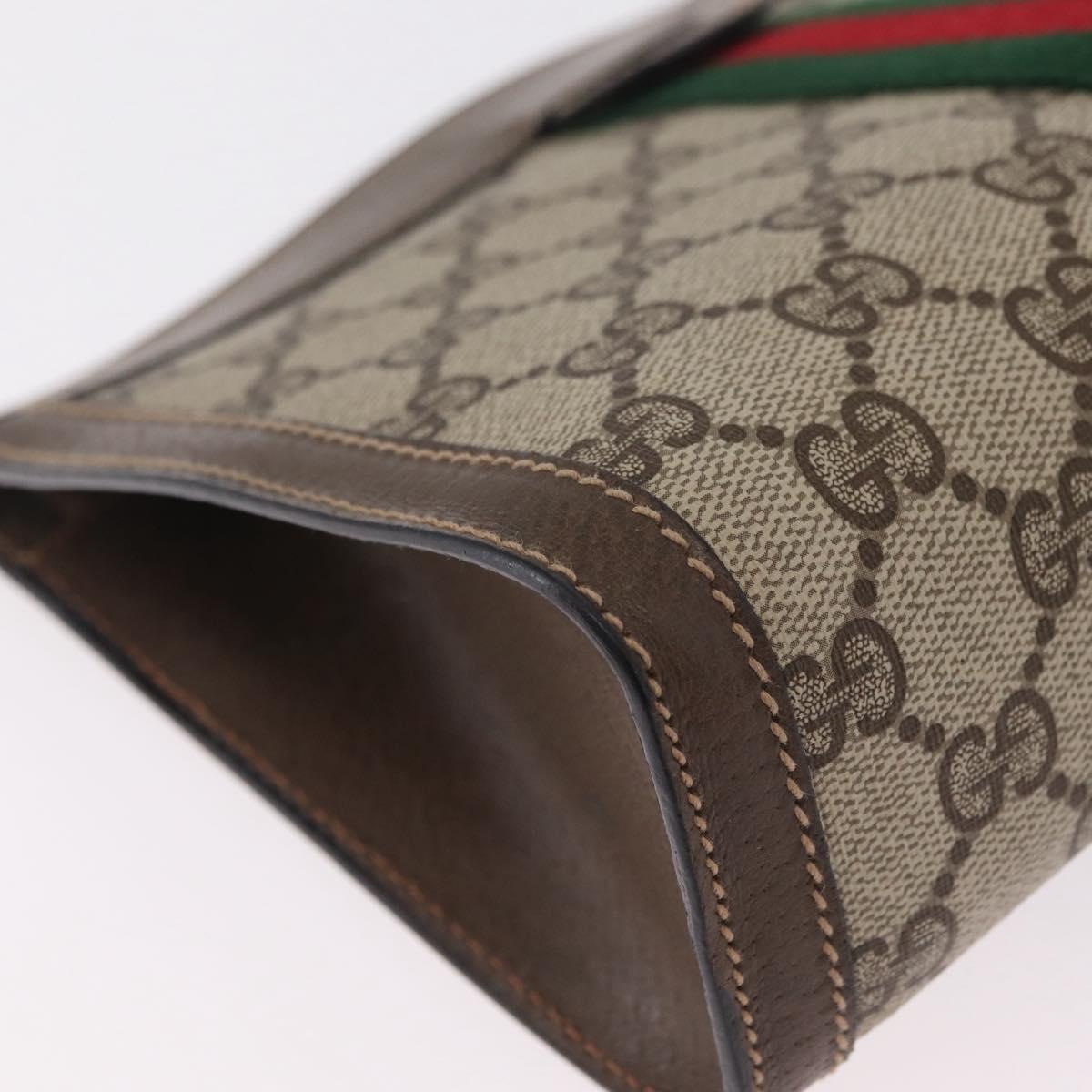 GUCCI GG Supreme Web Sherry Line Clutch Bag PVC Beige 89 01 001 Auth kk719