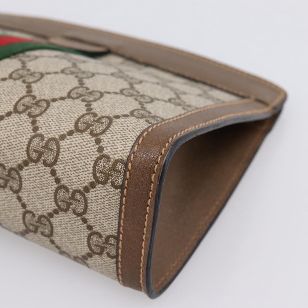GUCCI GG Supreme Web Sherry Line Clutch Bag PVC Beige 89 01 001 Auth kk720