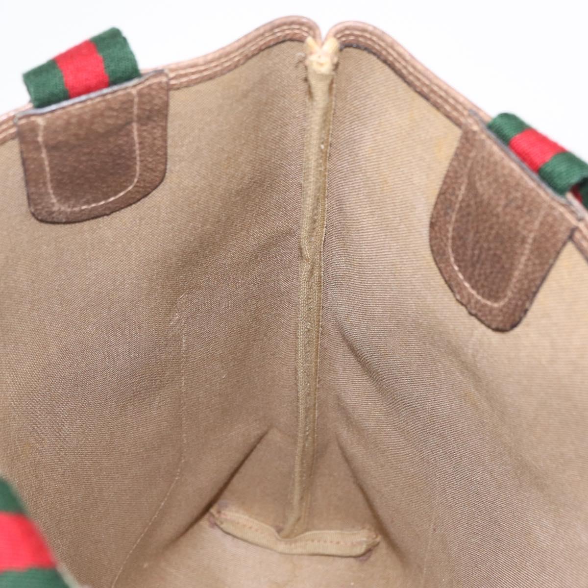 GUCCI GG Supreme Web Sherry Line Tote Bag PVC Beige Gold 39 02 003 Auth kk726