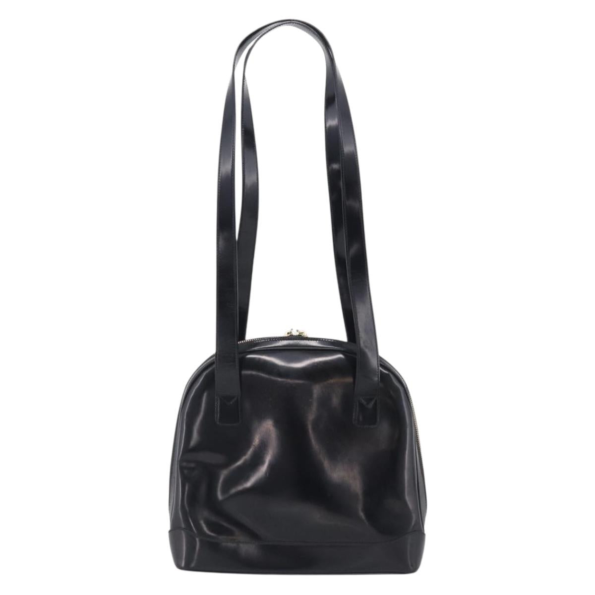 GUCCI Shoulder Bag Patent Leather Black Gold 001 1075 1650 0 Auth kk730