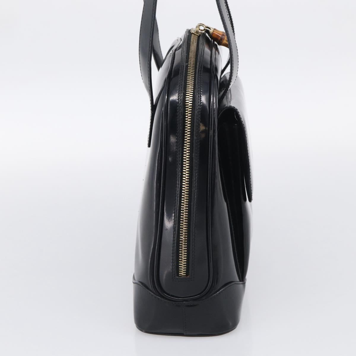 GUCCI Shoulder Bag Patent Leather Black Gold 001 1075 1650 0 Auth kk730