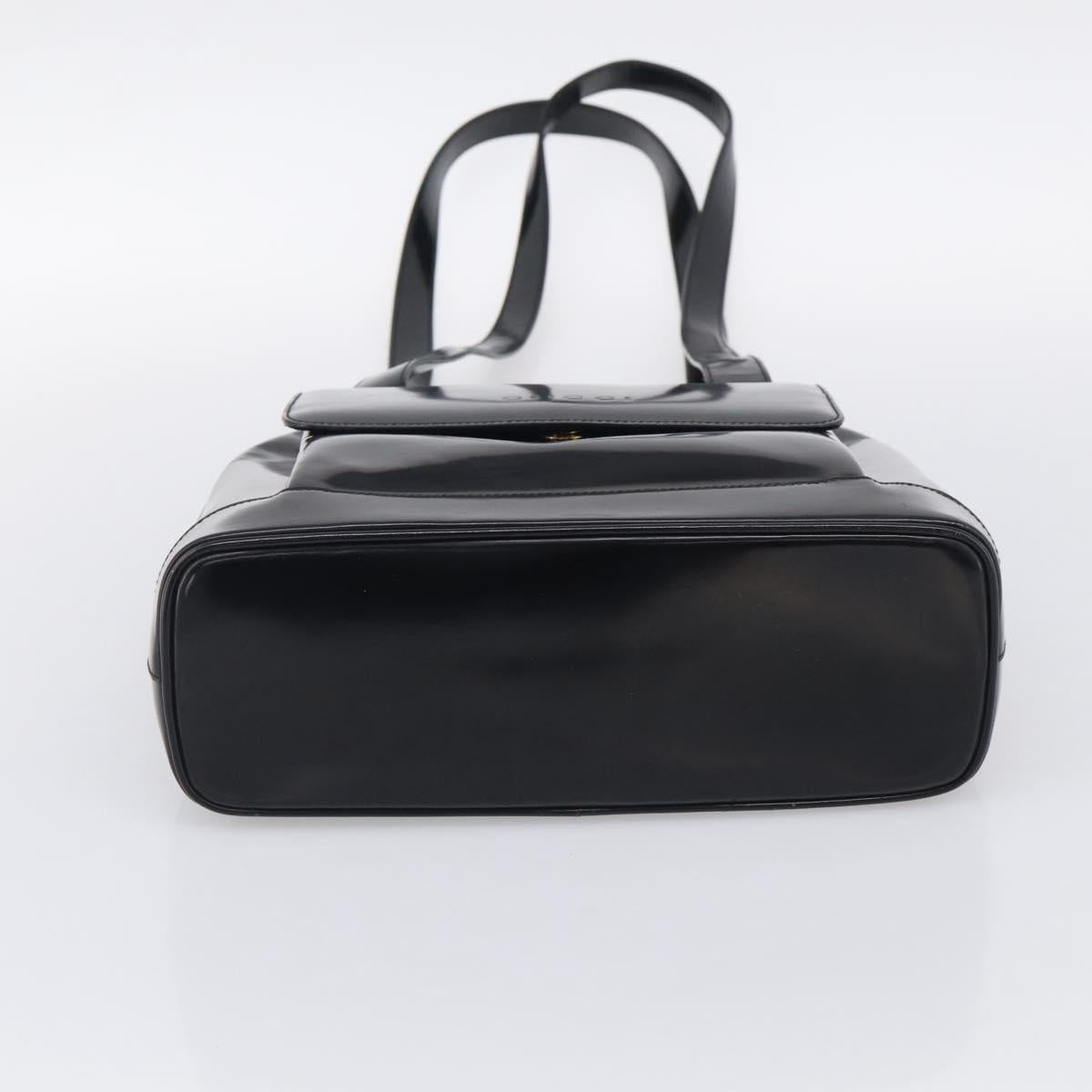 GUCCI Shoulder Bag Patent Leather Black Gold 001 1075 1650 0 Auth kk730