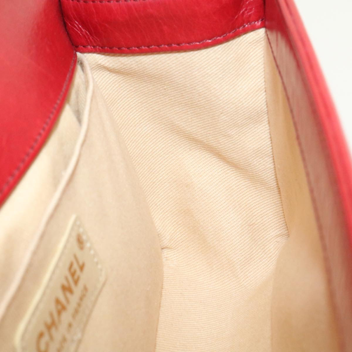 CHANEL Boy Chanel Matelasse Chain Flap Shoulder Bag Leather Red CC Auth knn010