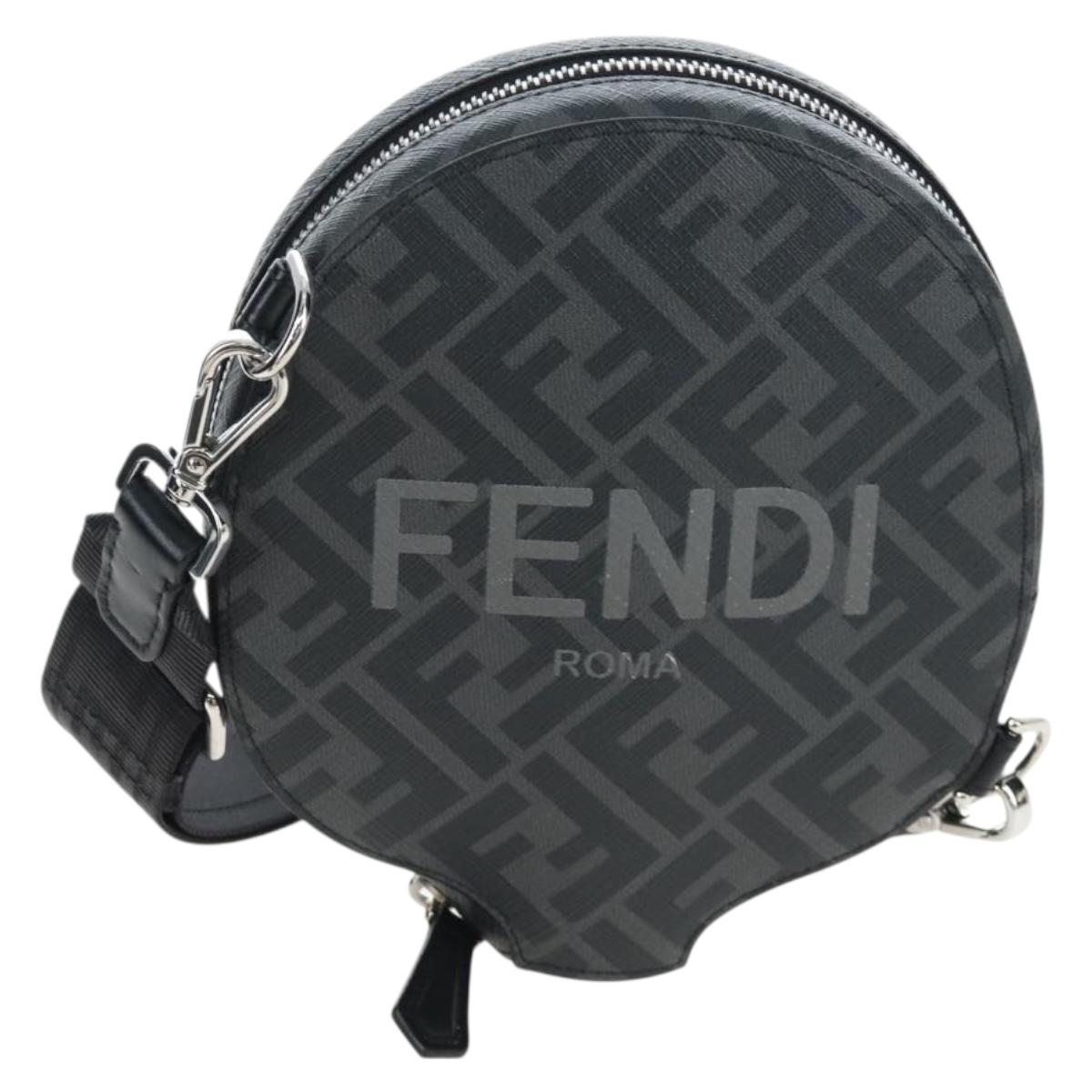 FENDI Zucca Ping Pong Set Racket Case PVC Black Silver 7AS070 Auth LN002M