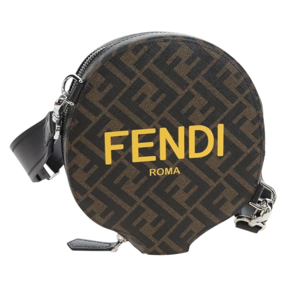 FENDI Zucca Ping Pong Set Racket Case PVC Brown Silver 7AS070 Auth LN003M