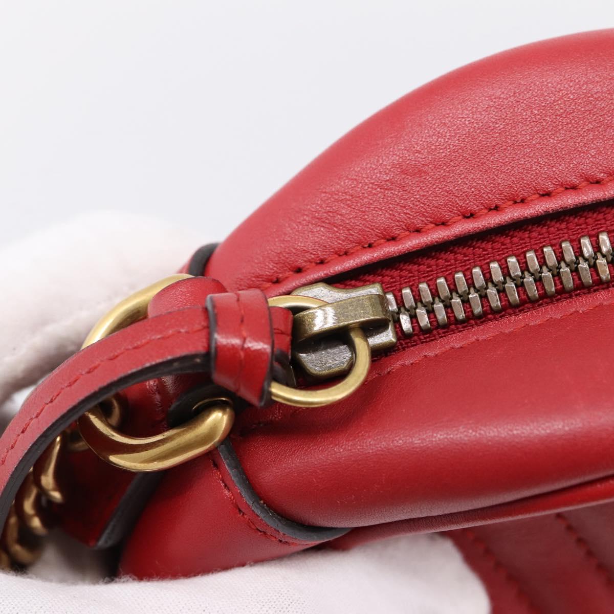 GUCCI GG Marmont Camera Bag Chain Shoulder Bag Leather Red 447632 Auth LN010V