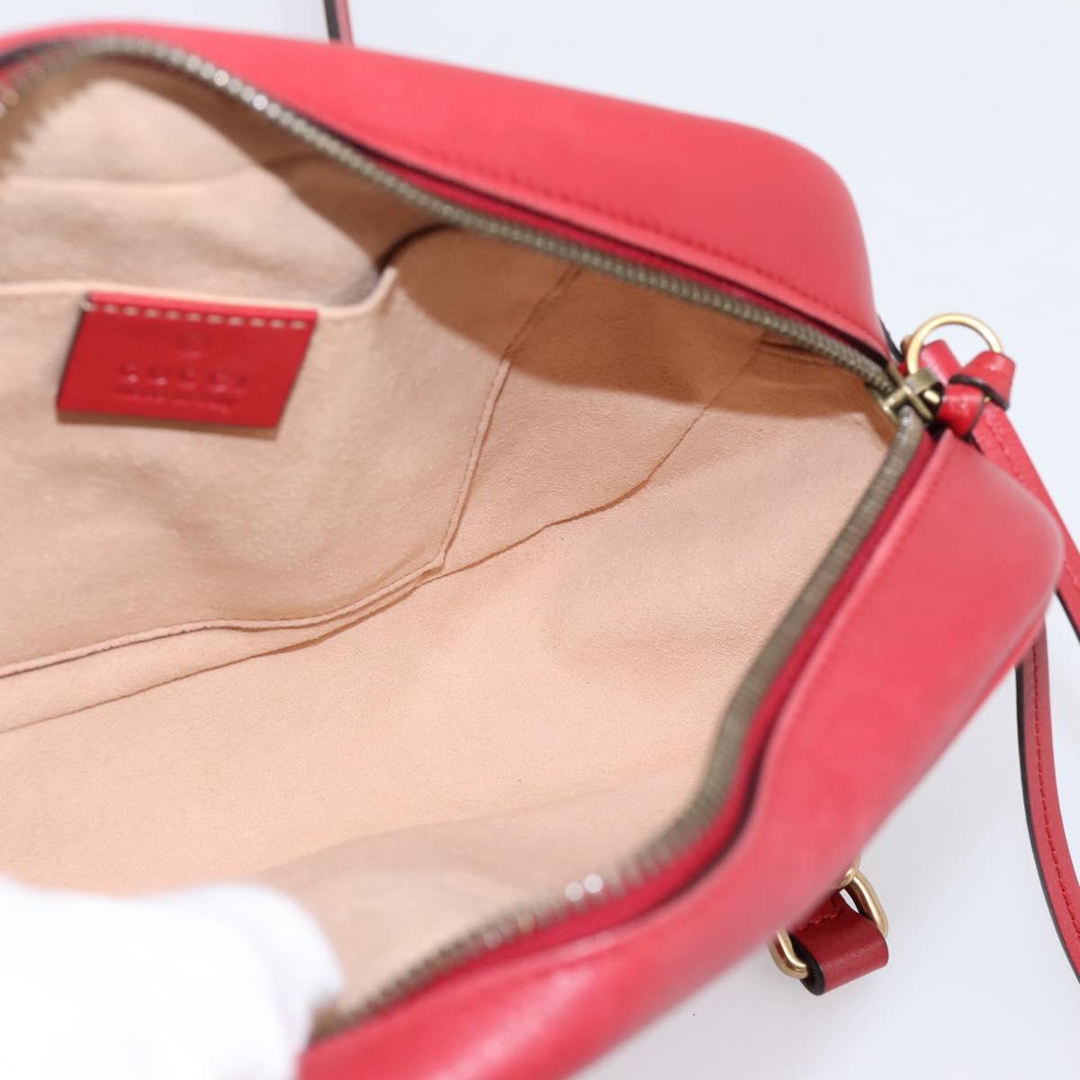 GUCCI GG Marmont Camera Bag Chain Shoulder Bag Leather Red 447632 Auth LN010V