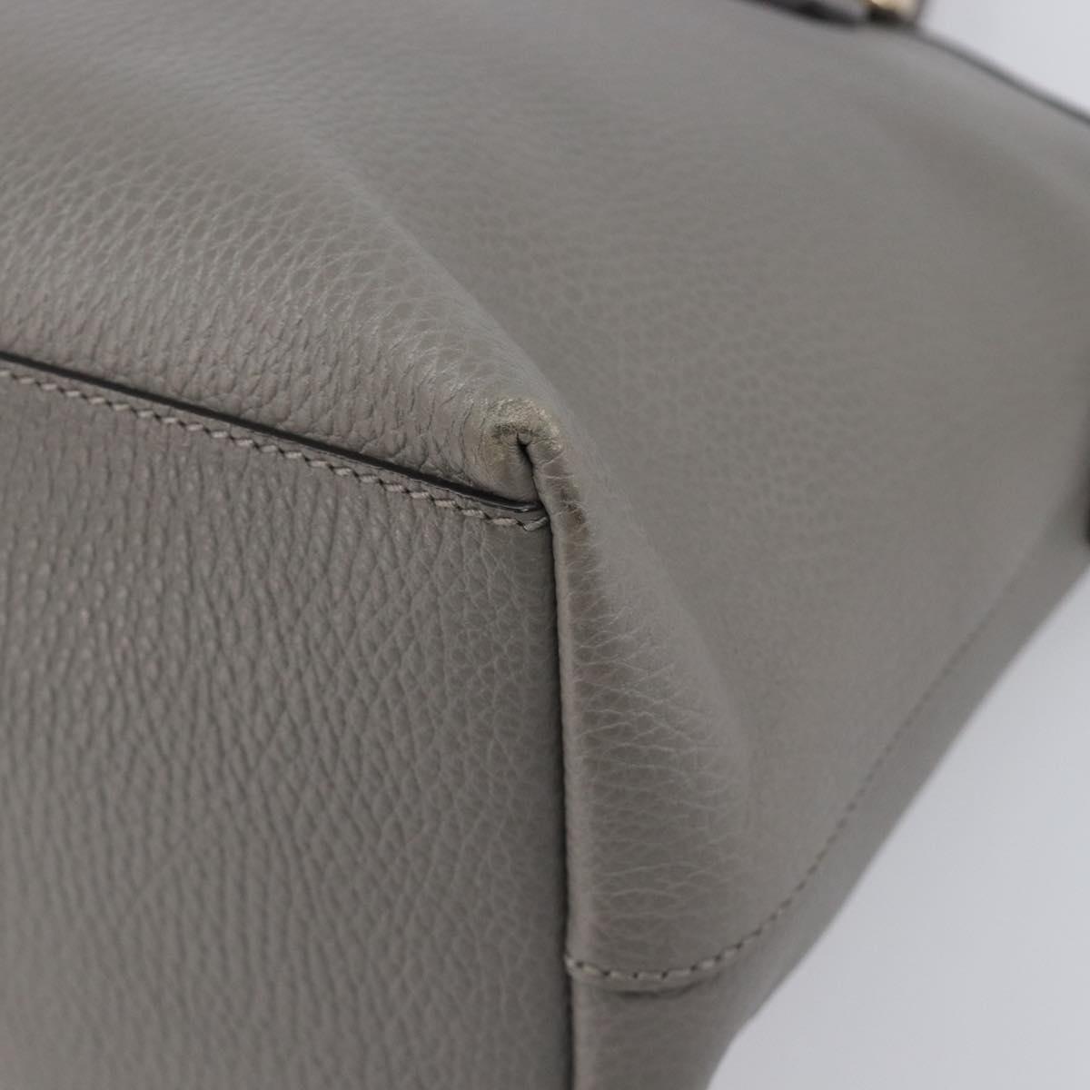 GUCCI Hand Bag Leather Outlet Gray Gold Tone 449651 Auth LN014