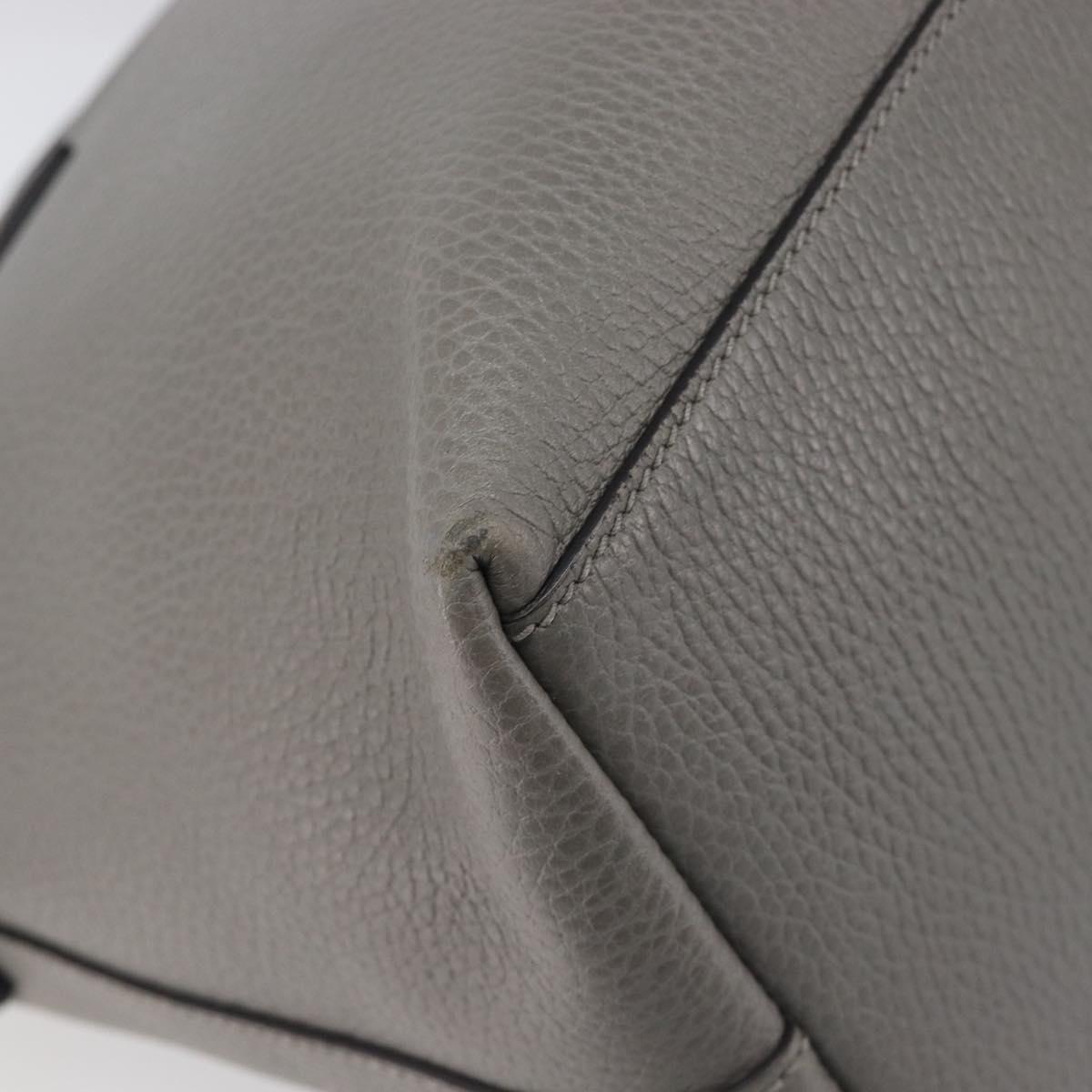 GUCCI Hand Bag Leather Outlet Gray Gold Tone 449651 Auth LN014