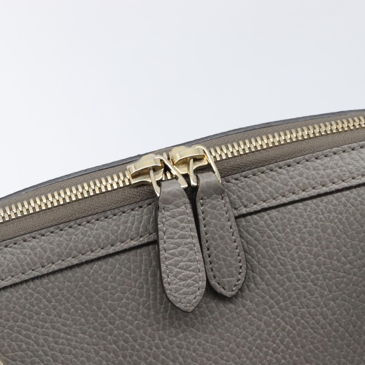 GUCCI Hand Bag Leather Outlet Gray Gold Tone 449651 Auth LN014